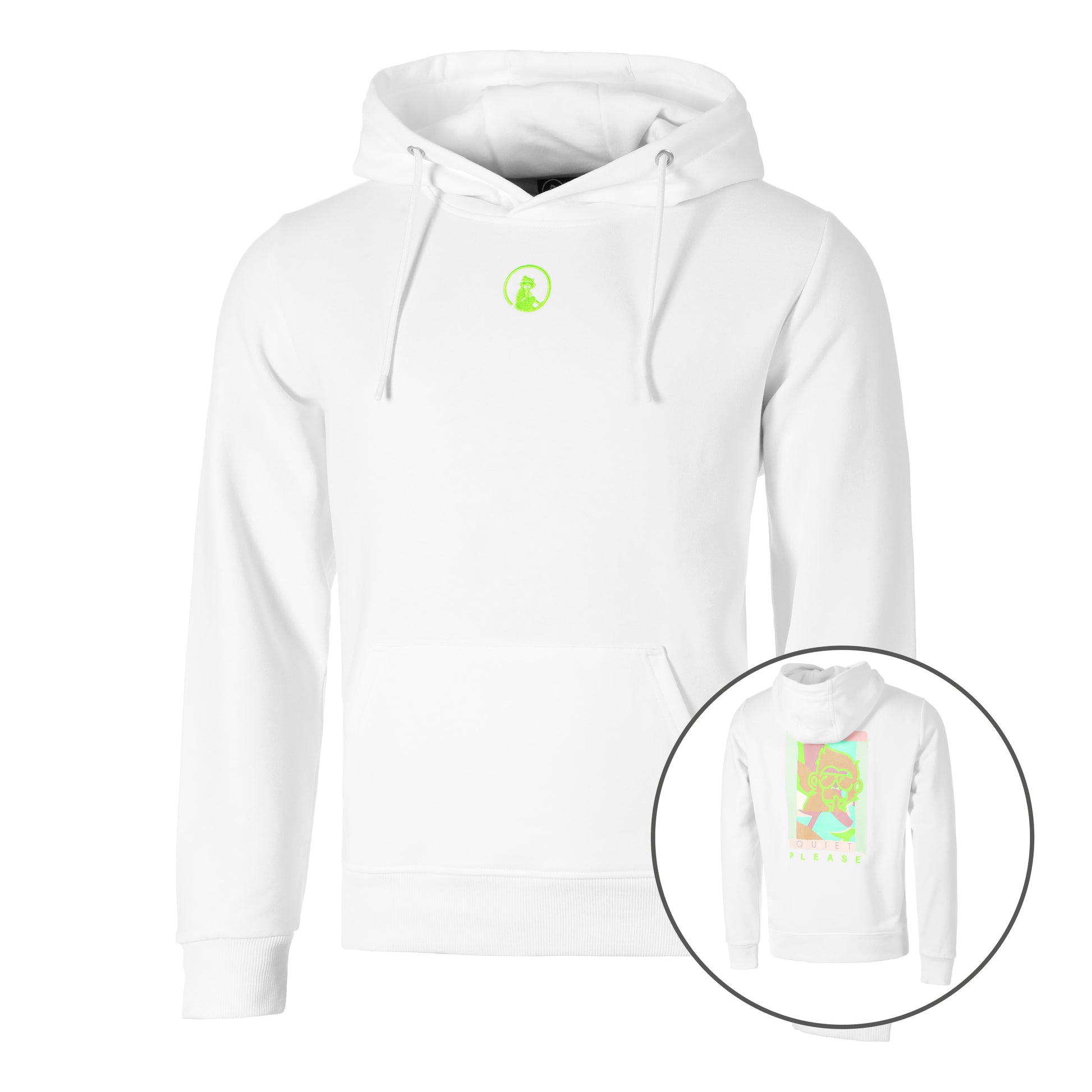 Quiet Please Wild Collage Sudadera Con Capucha Hombres-Blanco,Multicolor