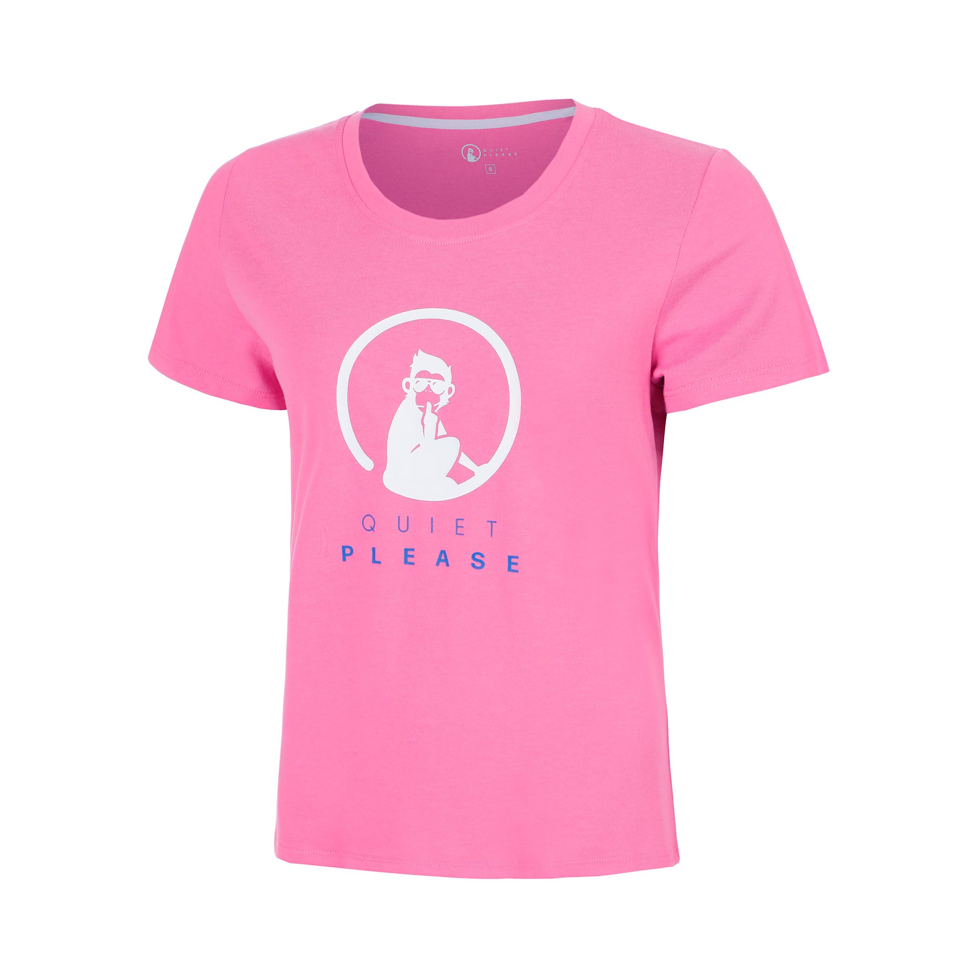 Quiet Please Baseline Logo Camiseta de manga corta Chicas-rosa, blanco