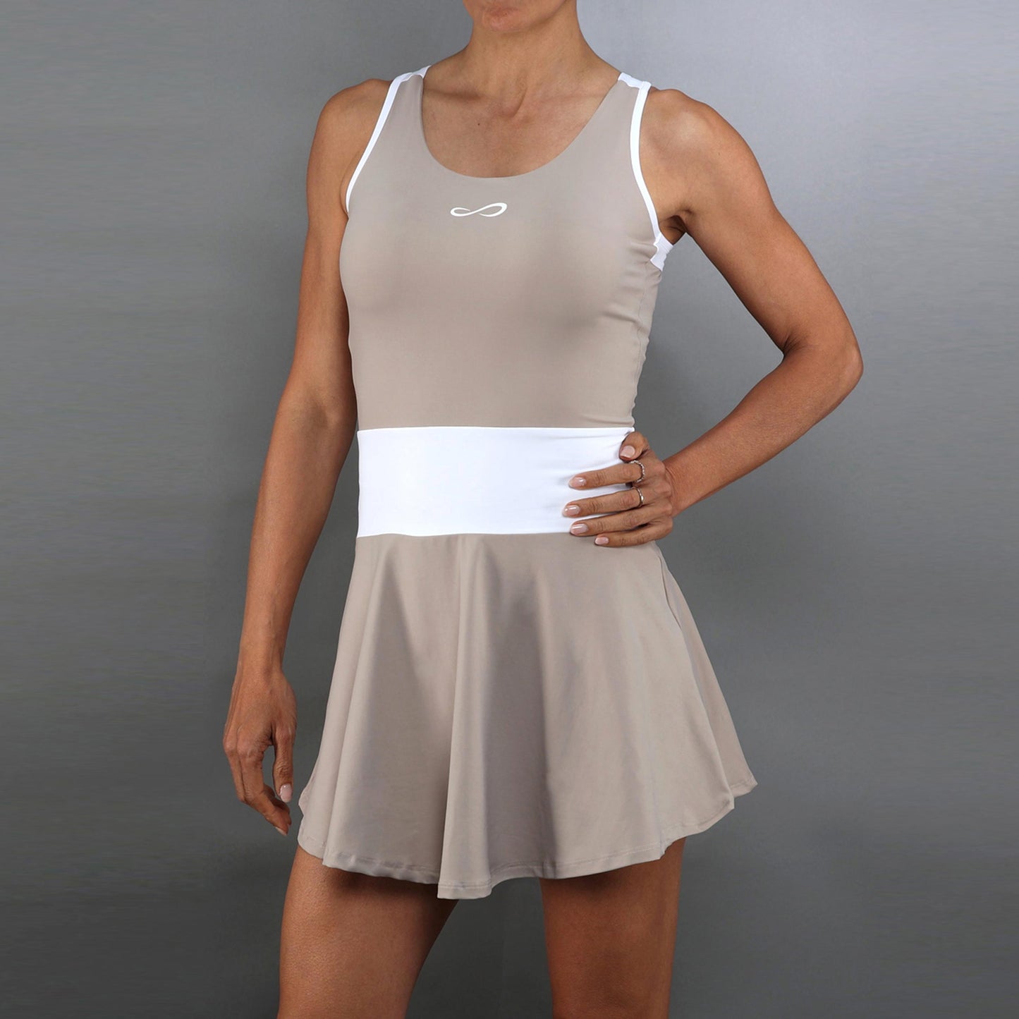 Endless Orbit Vestido Mujeres-beige, blanco