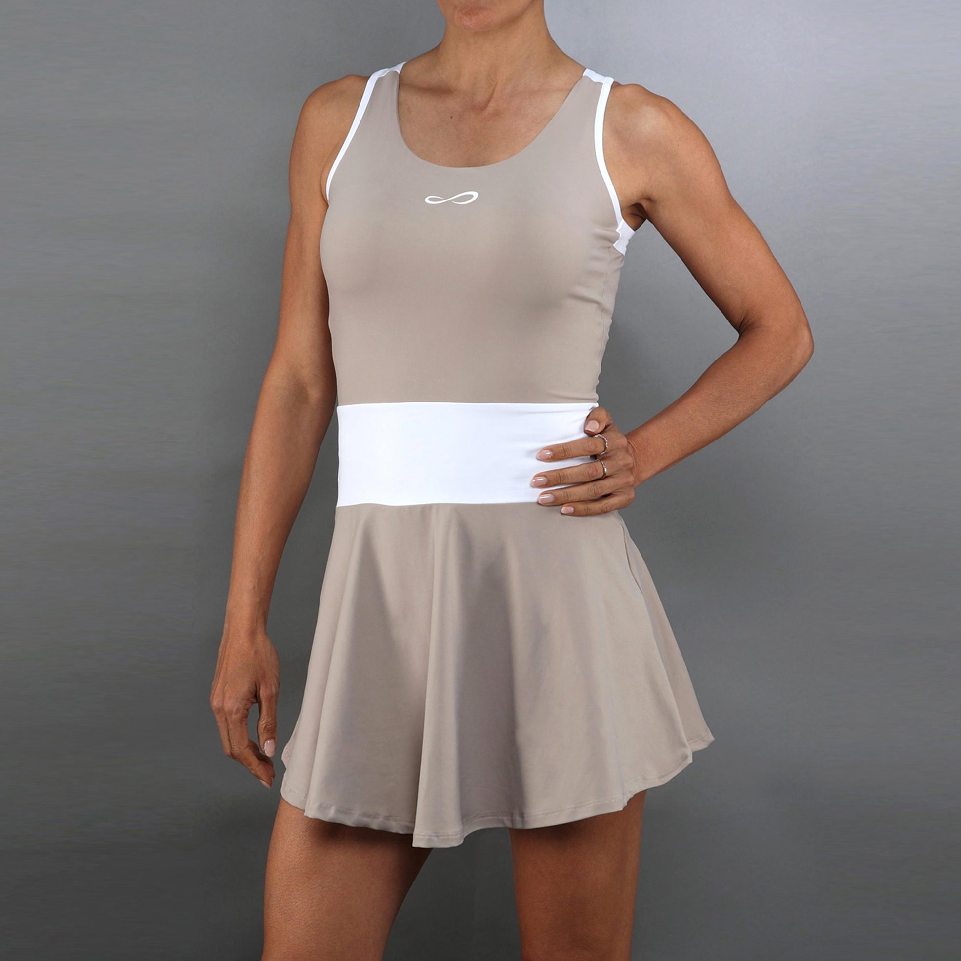 Endless Orbit Vestido Mujeres-beige, blanco
