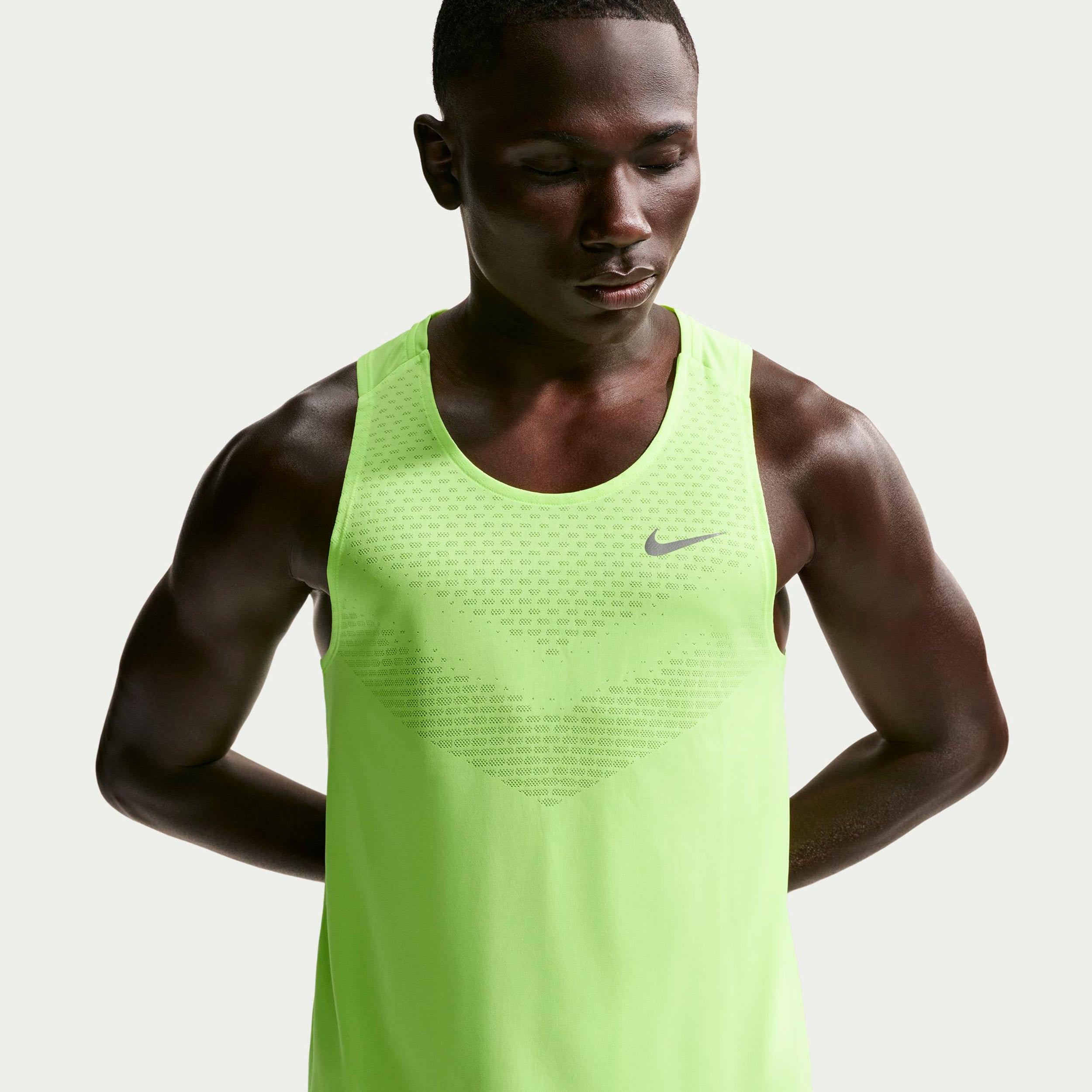 Nike Stride Camiseta de running Hombres - amarillo neón, plateado