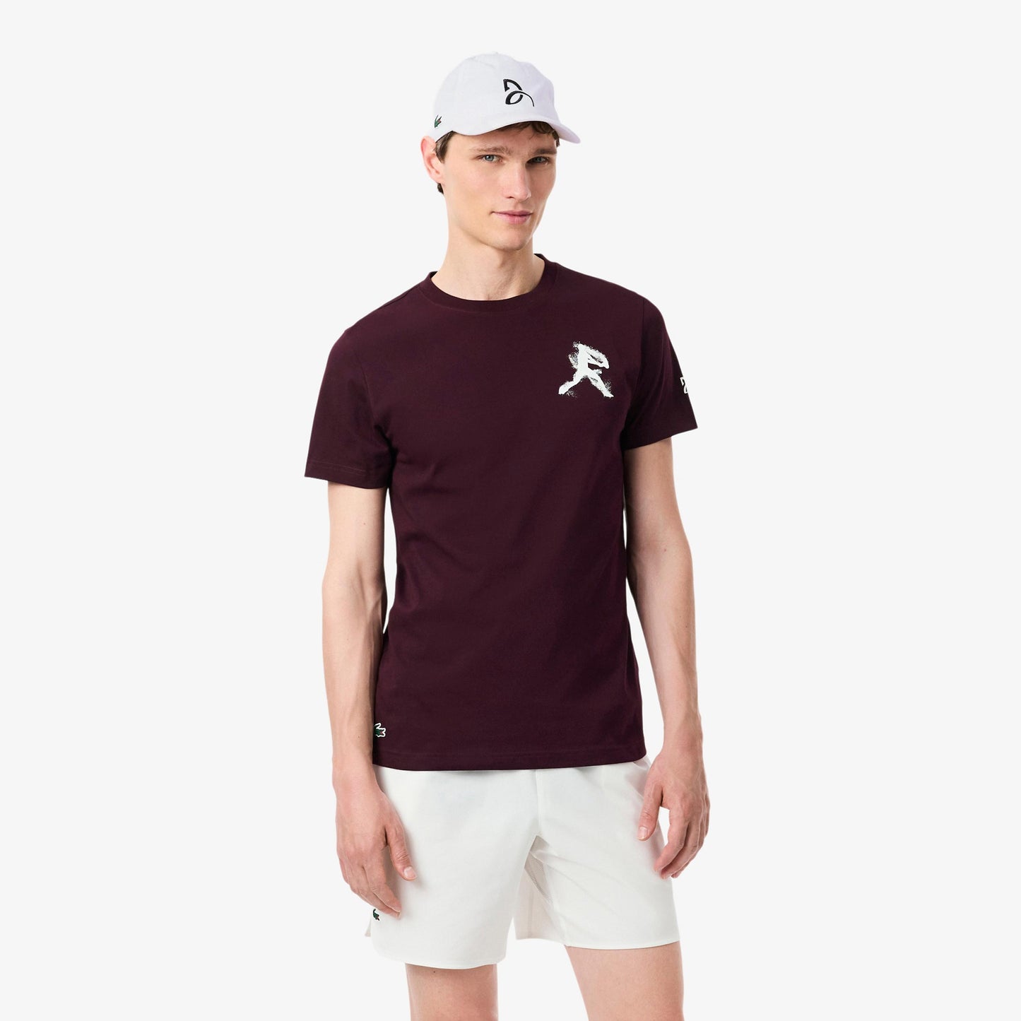 Lacoste & Cap Camiseta de manga corta Hombres - rojo vino, blanco