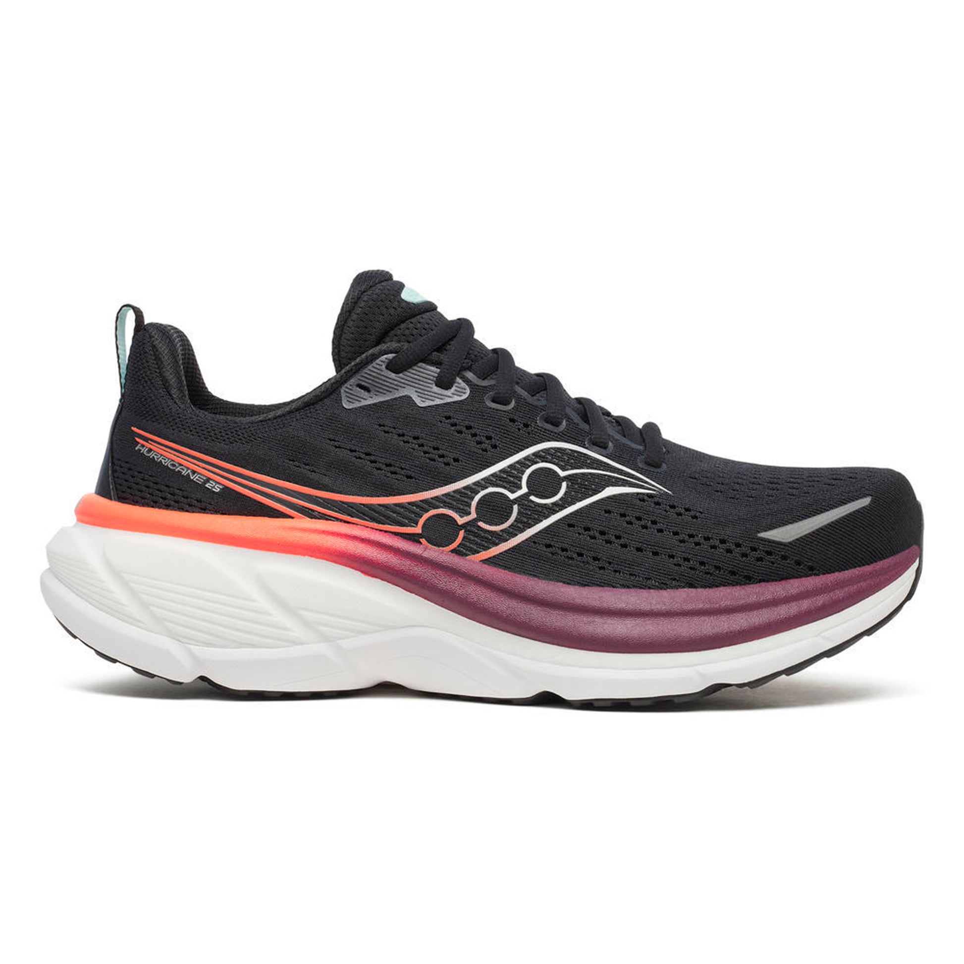 Saucony Hurricane 25 Zapatilla de estabilidad Hombres-negro, rojo vino