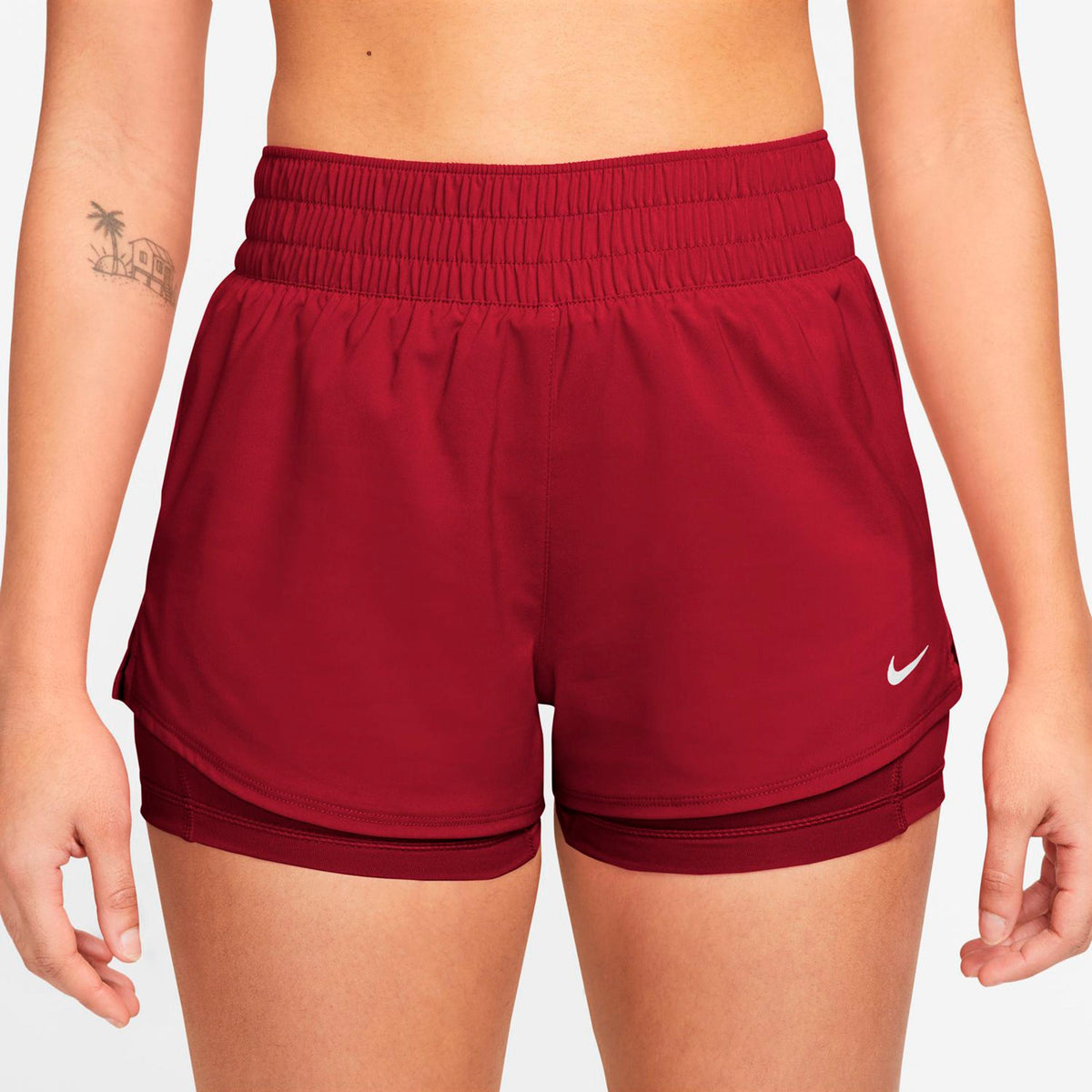 Nike Dri-Fit One Mid Rise 2in1 3in Shorts Mujeres - rojo