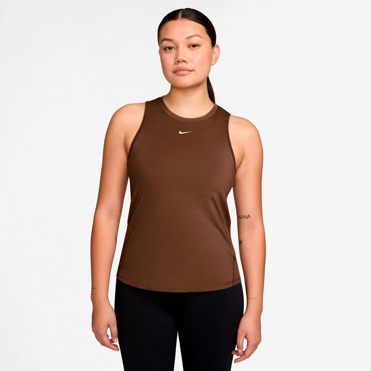 Nike One Dri-Fit Camiseta de tirantes Mujeres - marrón, blanco