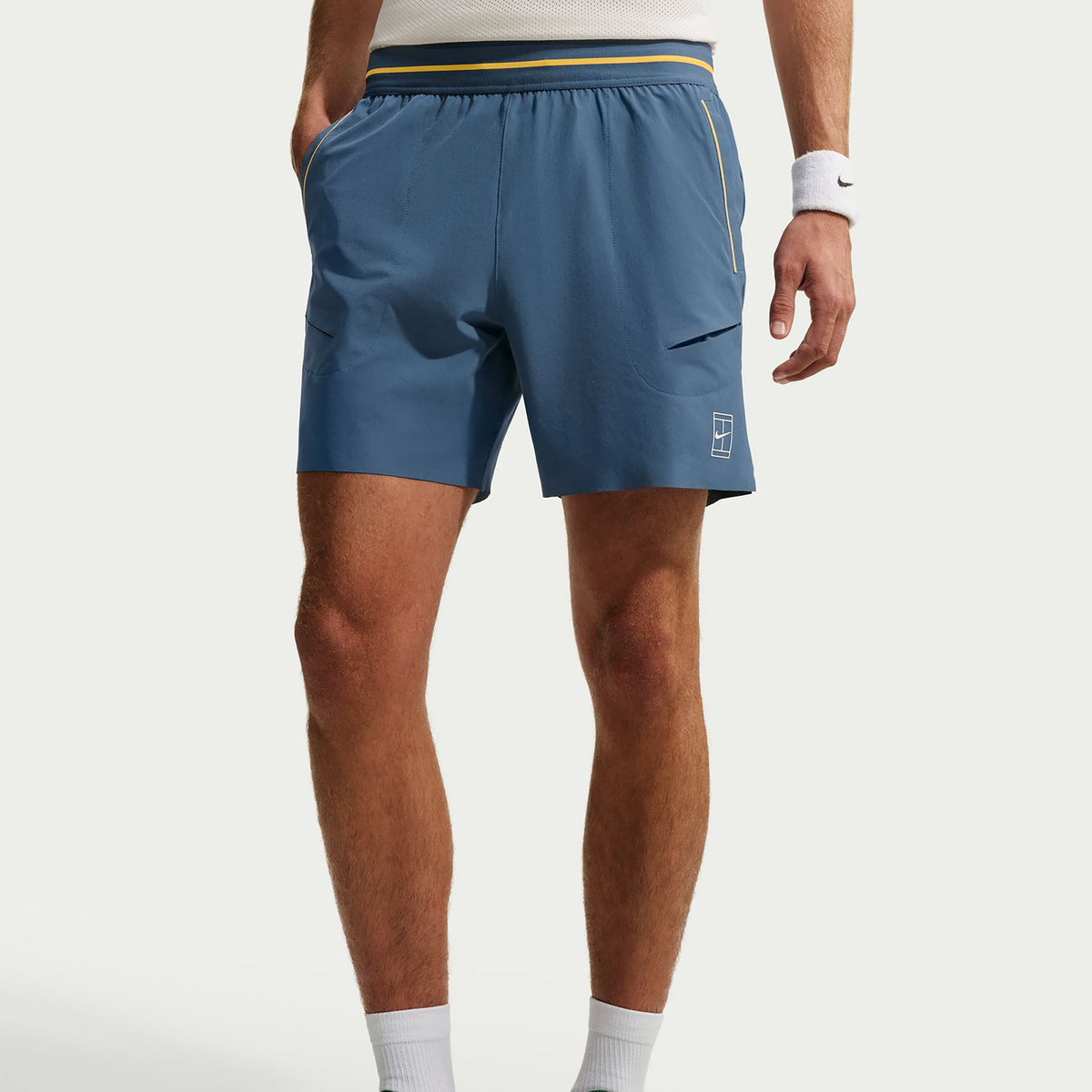 Nike Court Dri-FIT Advantage 6in Shorts Hombres - azul-gris, naranja