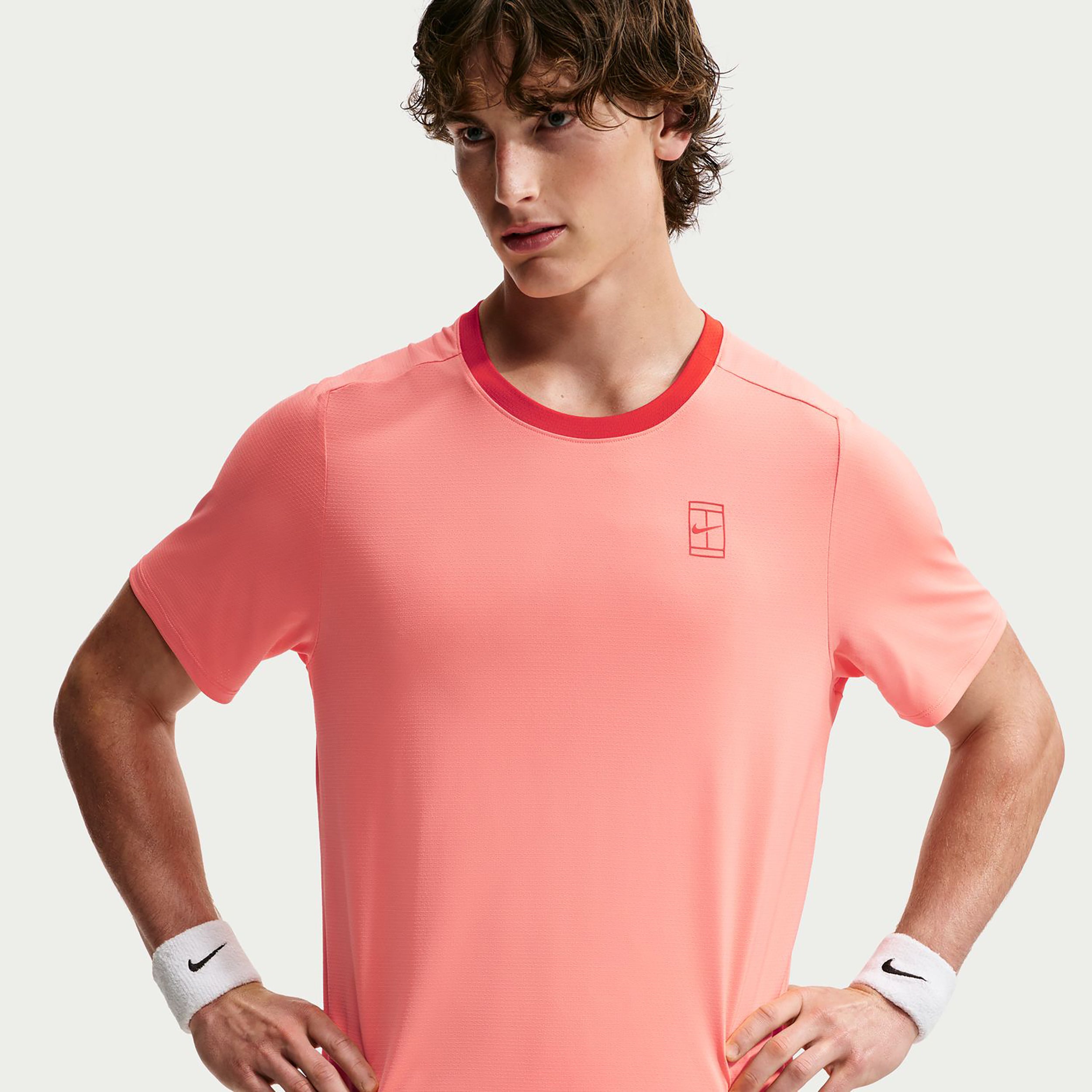 Nike Court Dri-FIT Advantage Camiseta de manga corta Hombres - coral