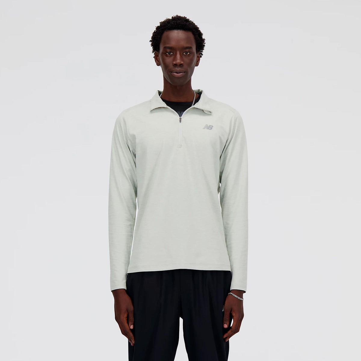 New Balance Space Dye 1/4 Zip Camiseta de manga larga Hombres - gris