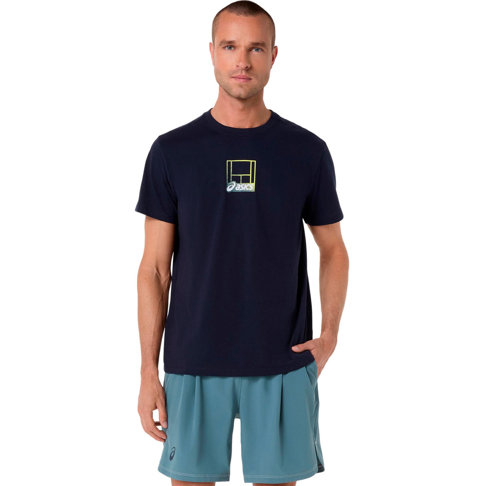 ASICS Court Core Graphic Camiseta de manga corta Hombres-azul oscuro