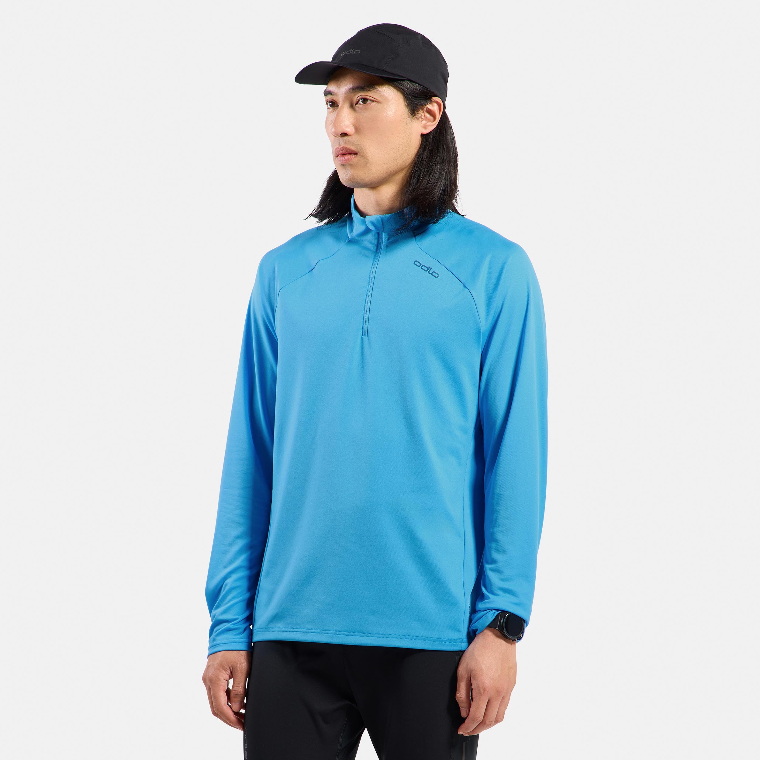 Odlo Essential Ceramiwarm Mid Layer 1/2 Zip Camiseta de running Hombres - azul claro