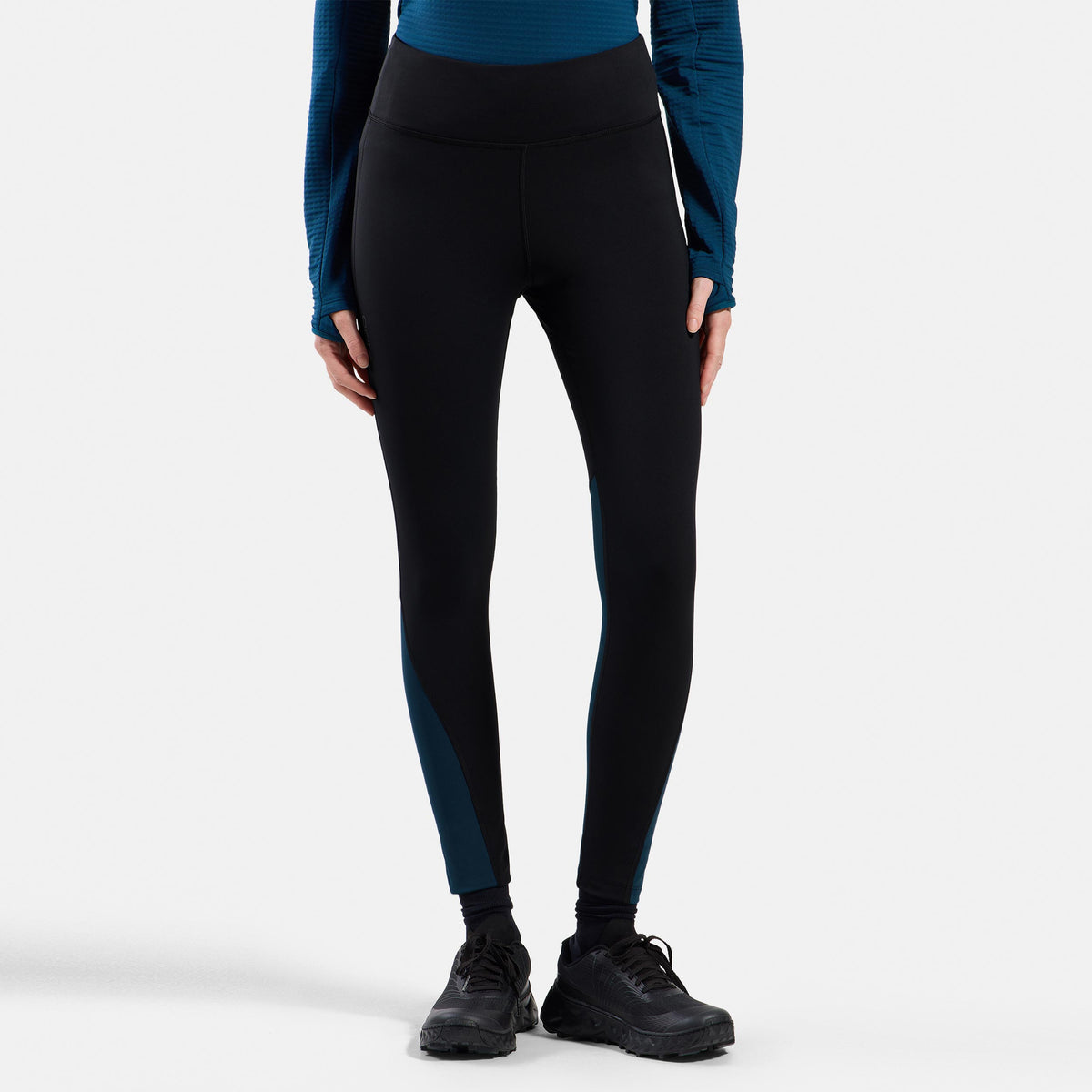 Odlo Essential Thermal  Mallas para correr Mujeres - negro, color petróleo