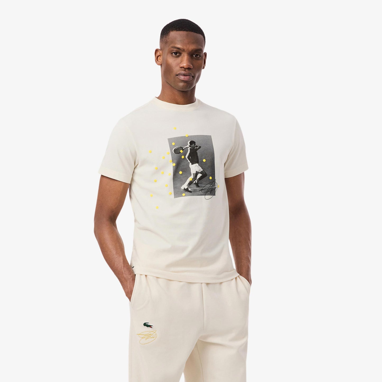 Lacoste Signature Camiseta de manga corta Hombres - blanco, multicolor