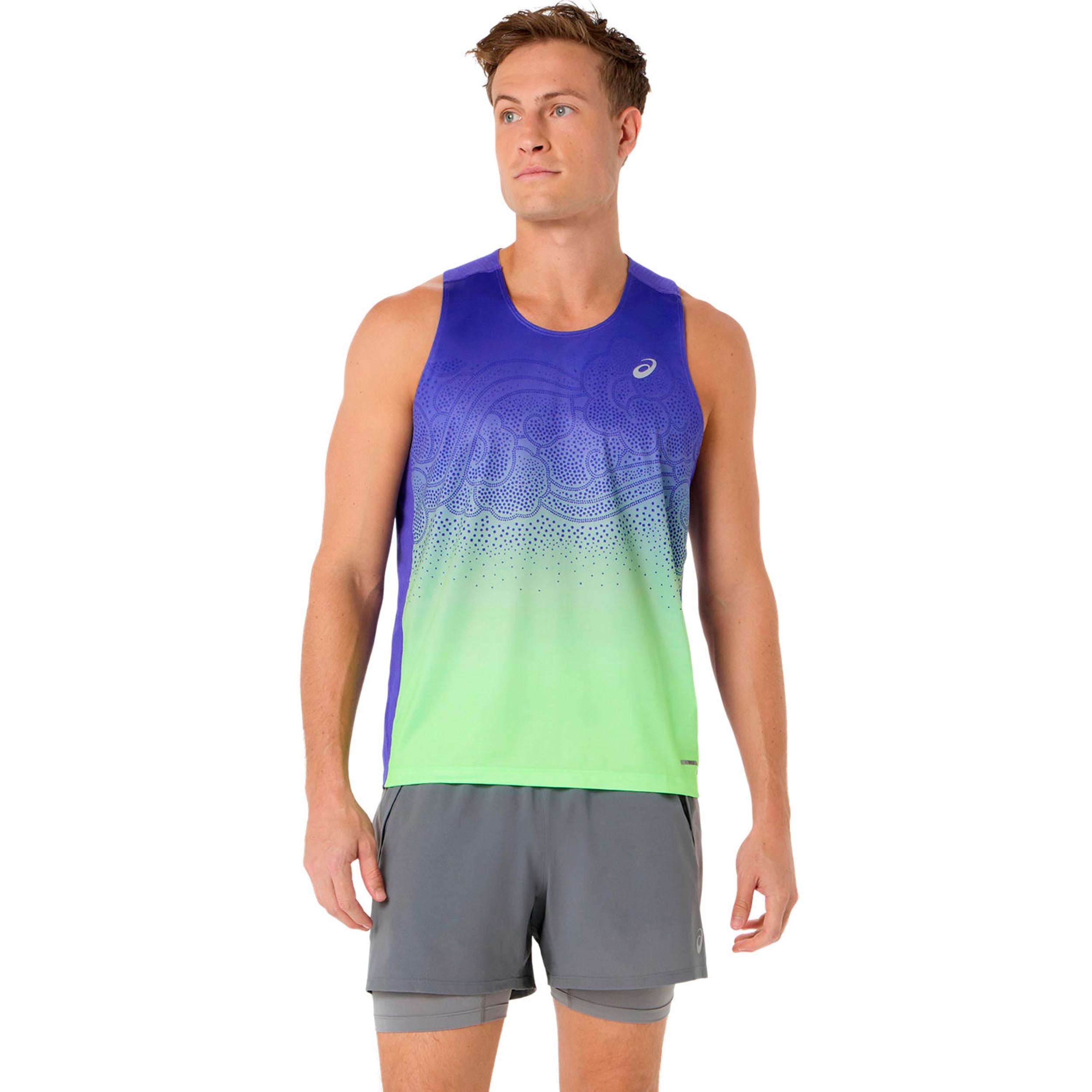 ASICS Road Fade Camiseta de running Hombres-azul, verde
