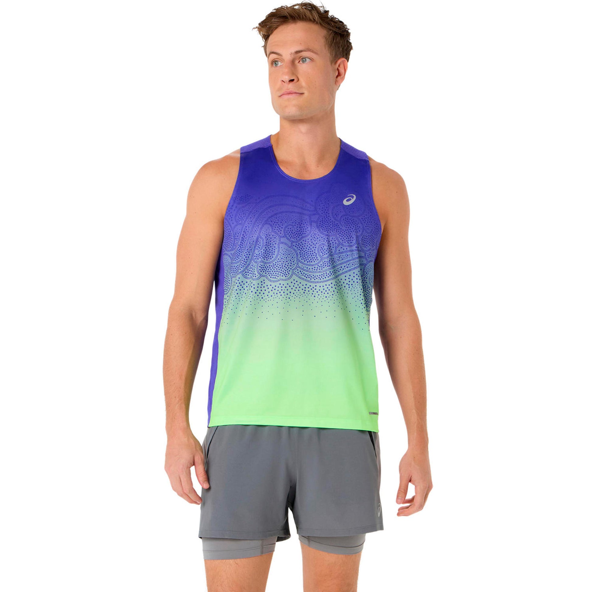 ASICS Road Fade Camiseta de running Hombres-azul, verde