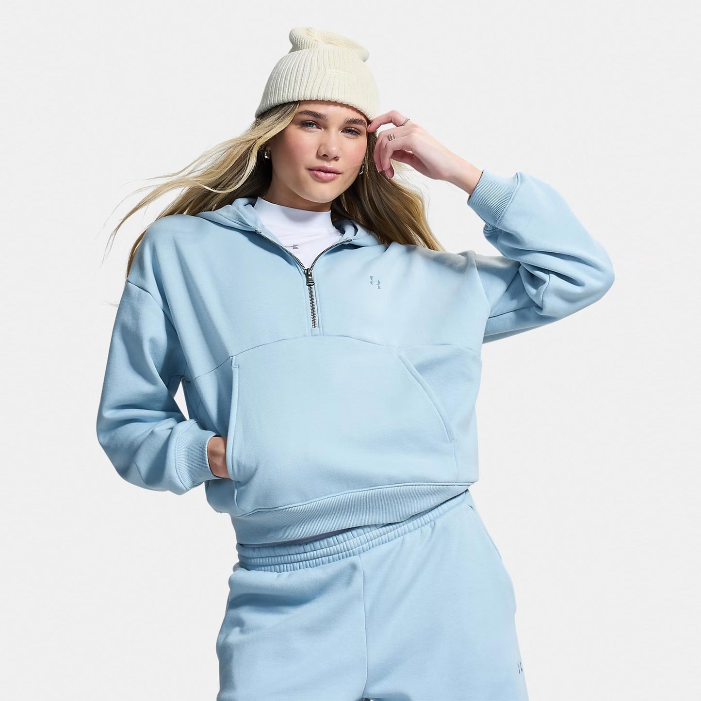 Under Armour Icon Fleece Halfzip Sudadera con capucha Mujeres - azul, azul-gris