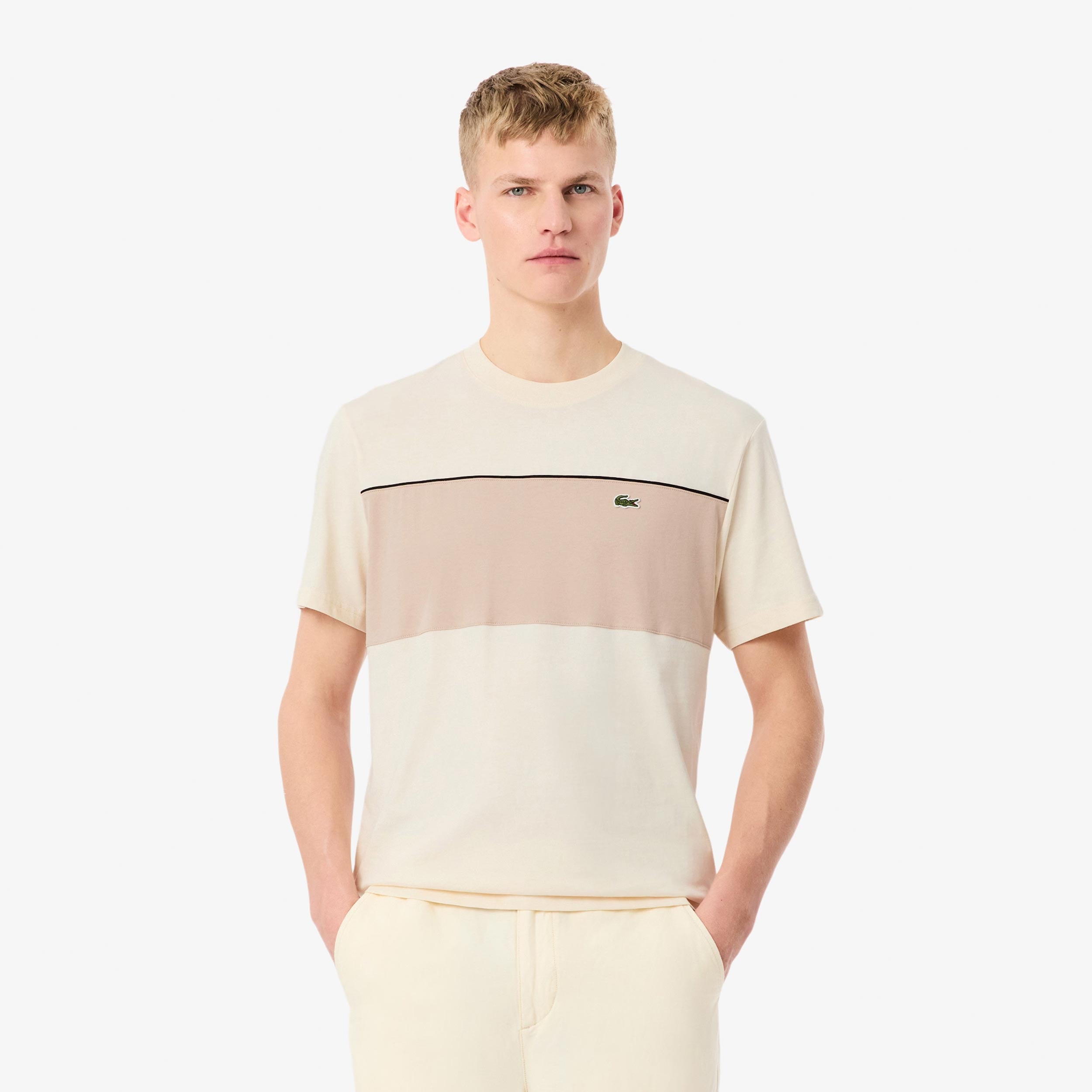 Lacoste Colorblock Camiseta de manga corta Hombres - crema, beige