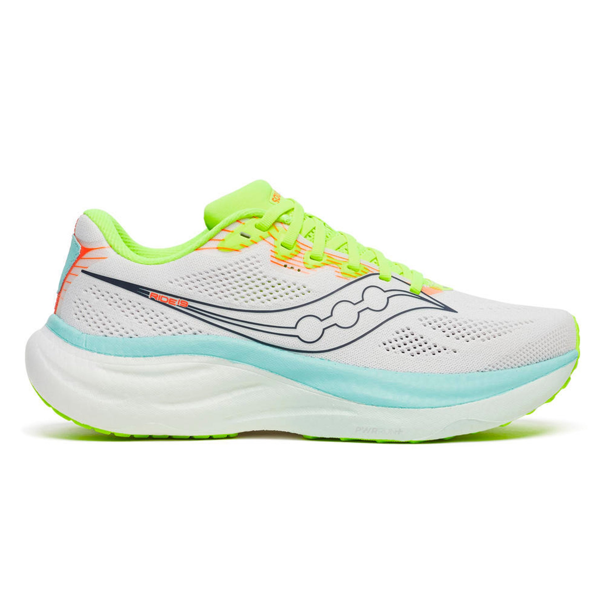 Saucony Ride 19 Zapatilla neutral Mujeres-blanco, turquesa