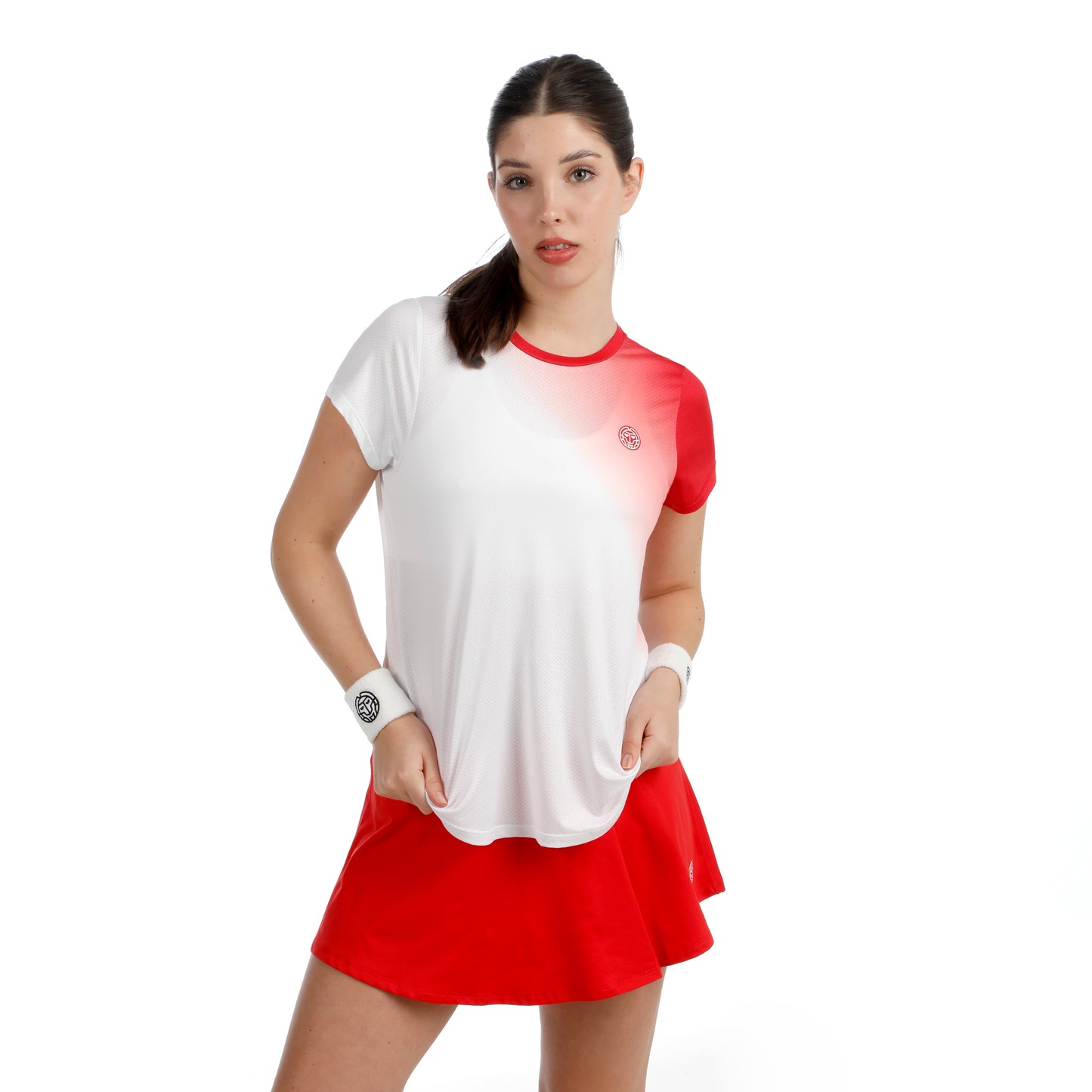 BIDI BADU Crew Fade 2.0 Camiseta de manga corta Mujeres-rojo, blanco