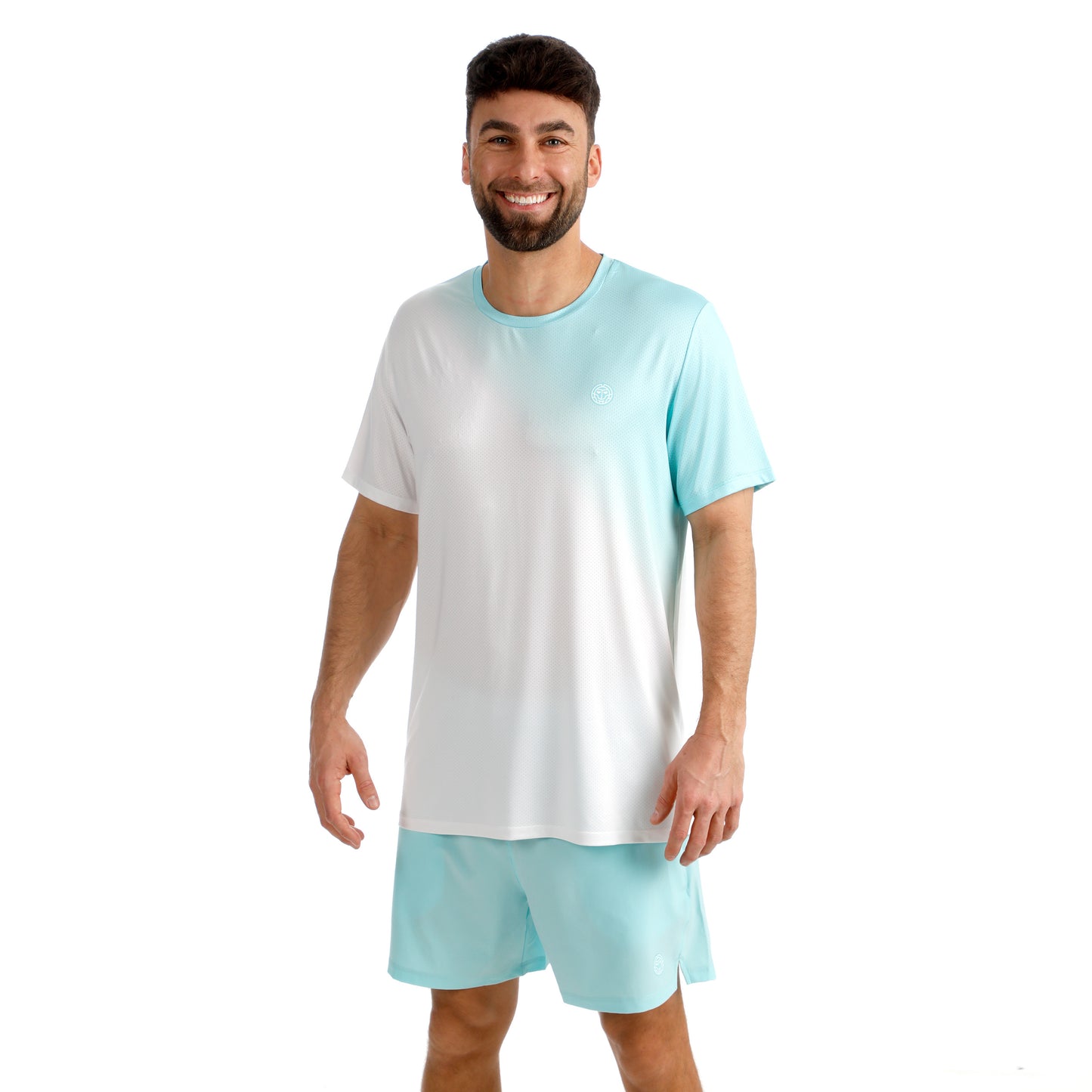 BIDI BADU Crew 2.0 Camiseta de manga corta Hombres-turquesa, blanco