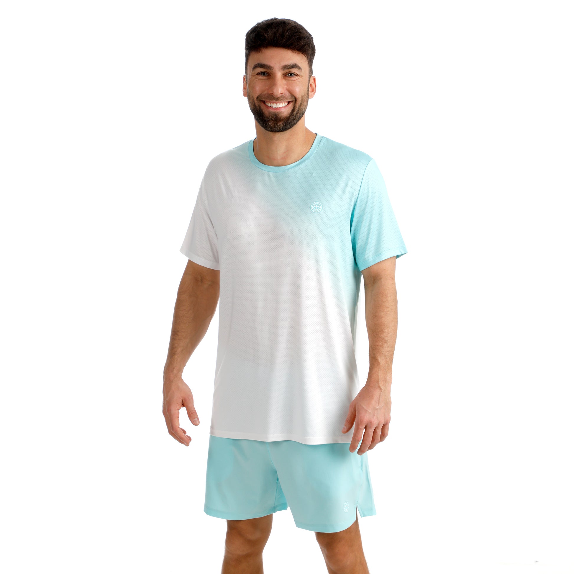 BIDI BADU Crew 2.0 Camiseta de manga corta Hombres-turquesa, blanco
