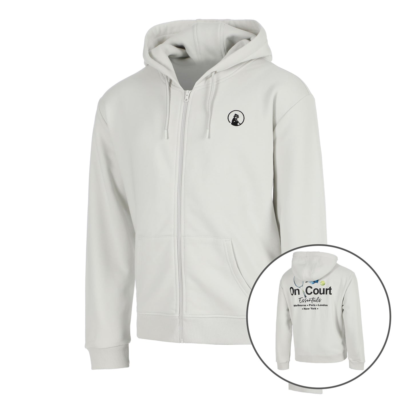Quiet Please Crush On Court Essentials Sudadera con cremallera Hombres-gris claro, negro