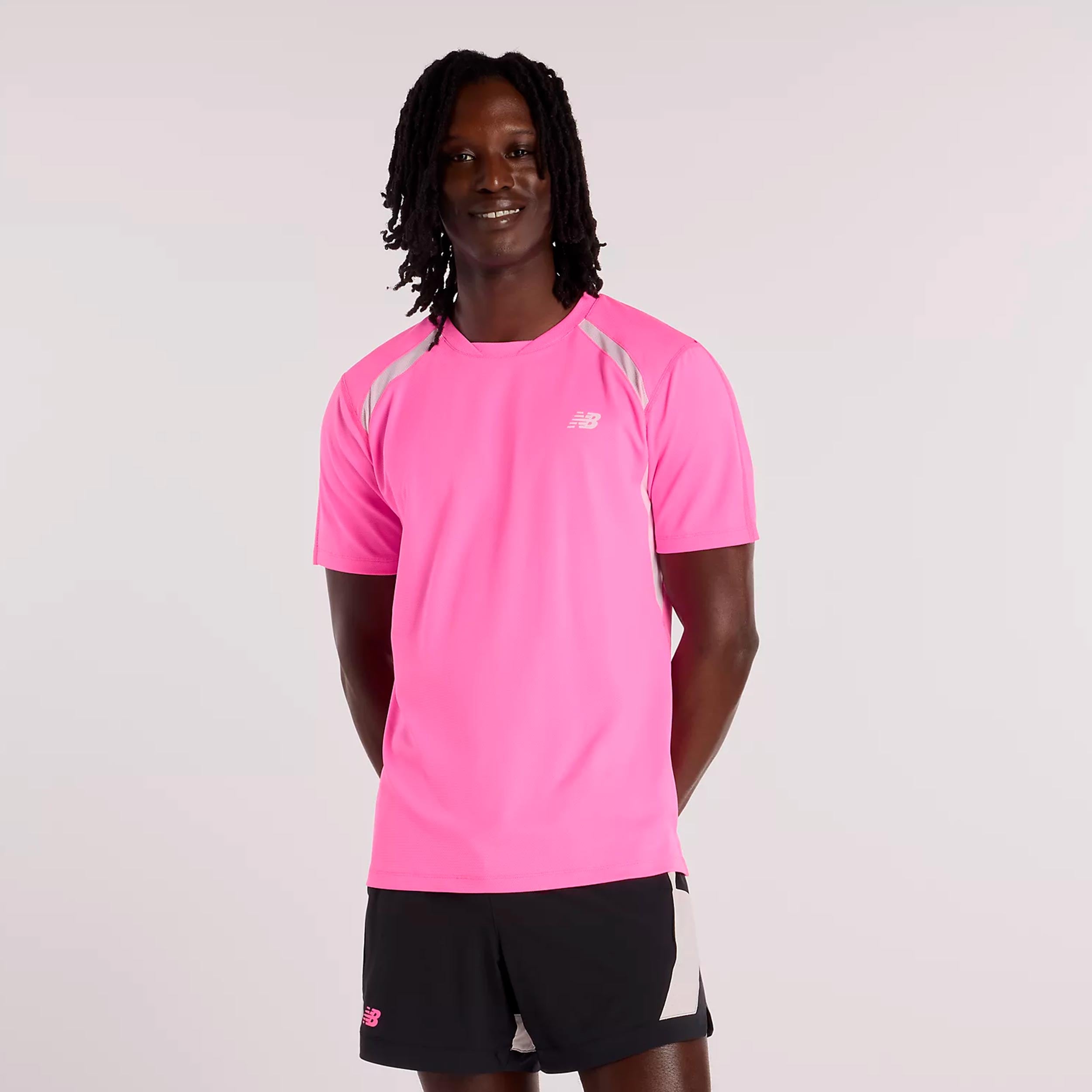 New Balance Tournament Novelty Camiseta de manga corta Hombres-rosa, blanco