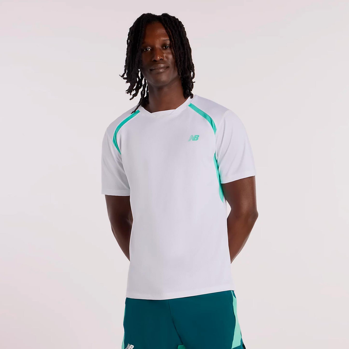New Balance Tournament Novelty Camiseta de manga corta Hombres-blanco, verde