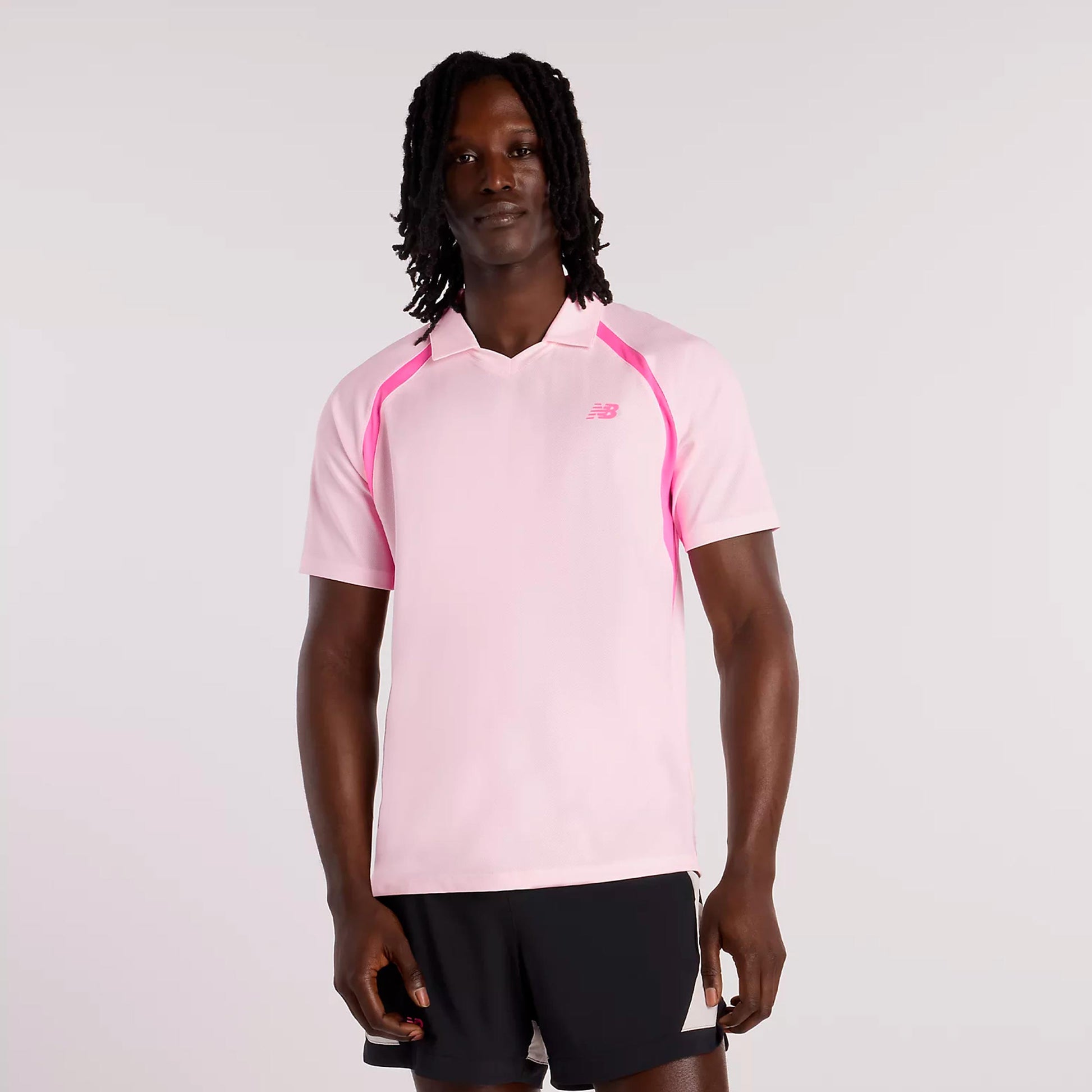 New Balance Tournament Camiseta de manga corta Hombres-rosa, blanco