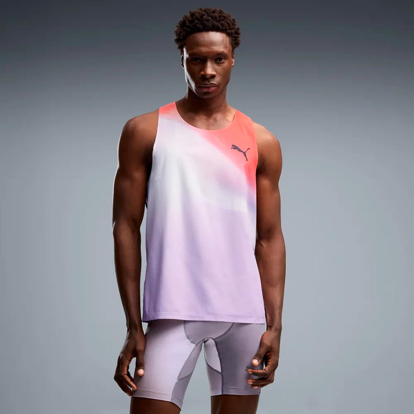 Puma Lightspeed Ultraweave Graphic  Camiseta de running Hombres - gris claro, naranja