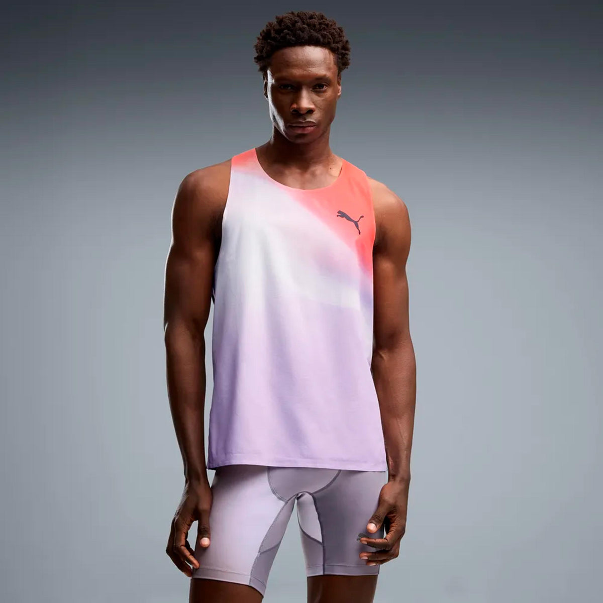 Puma Lightspeed Ultraweave Graphic  Camiseta de running Hombres - gris claro, naranja