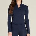 Baseline Half-Zip Camiseta de manga larga Mujeres-azul oscuro