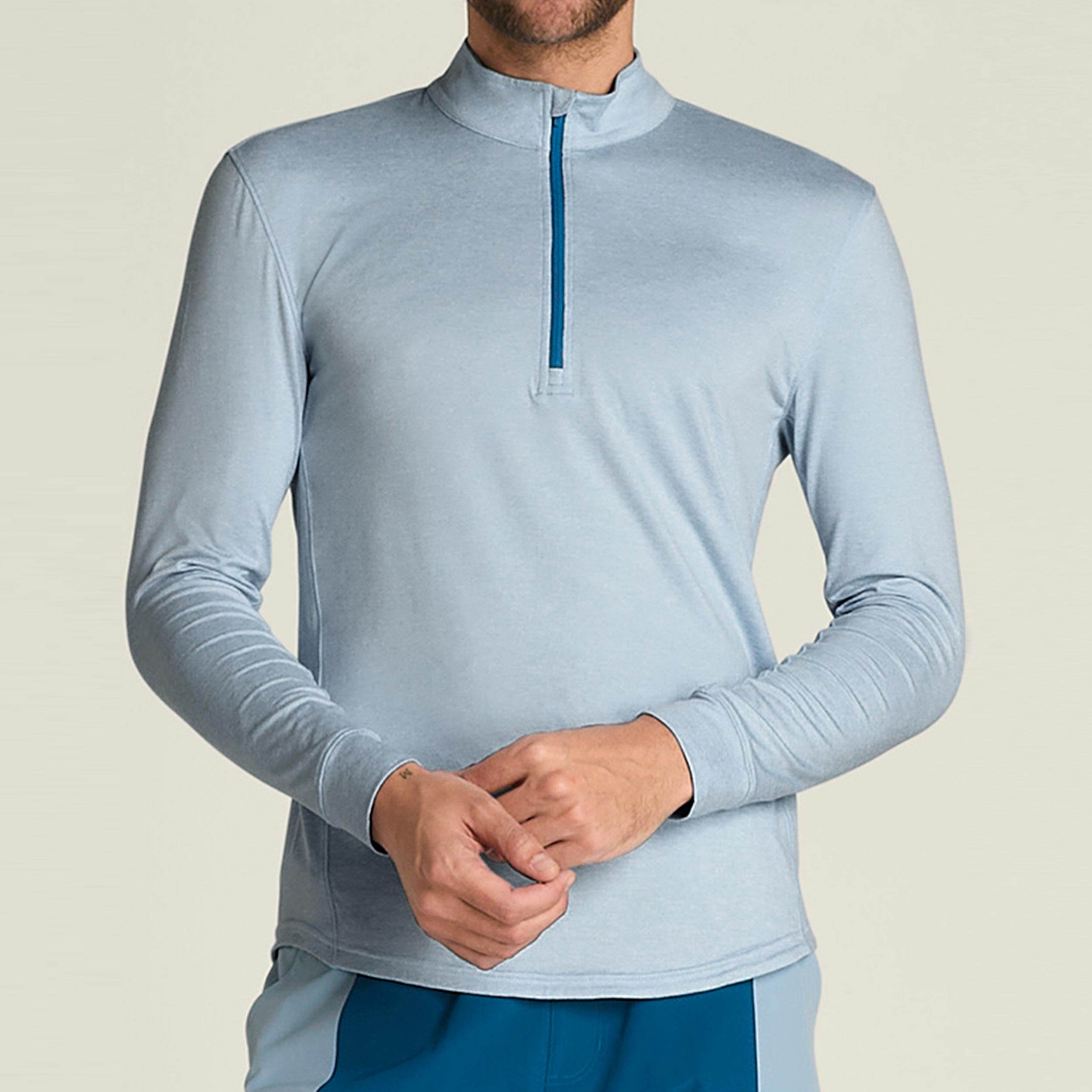 Wilson Everyday Performance Half-Zip Camiseta de manga larga Hombres-azul-gris