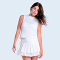 Weave Stripe Muscle Camiseta de tirantes Mujeres - blanco, rosa