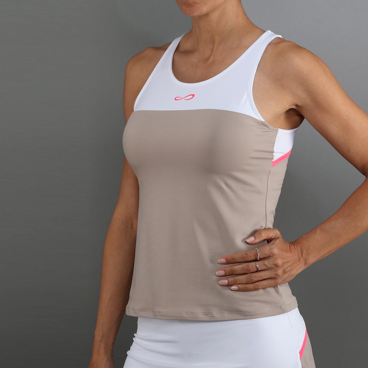 Endless Bloom Camiseta de tirantes Mujeres-beige, blanco