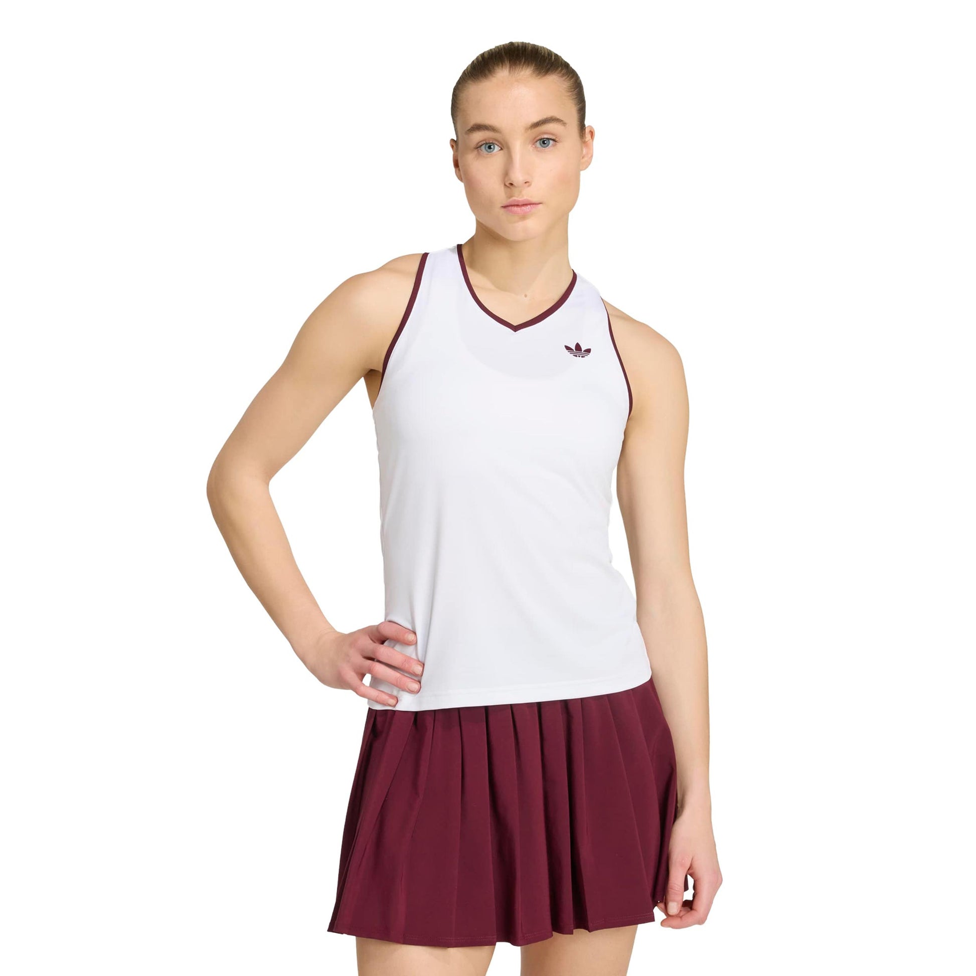 adidas Classics Camiseta de tirantes Mujeres - blanco, rojo vino