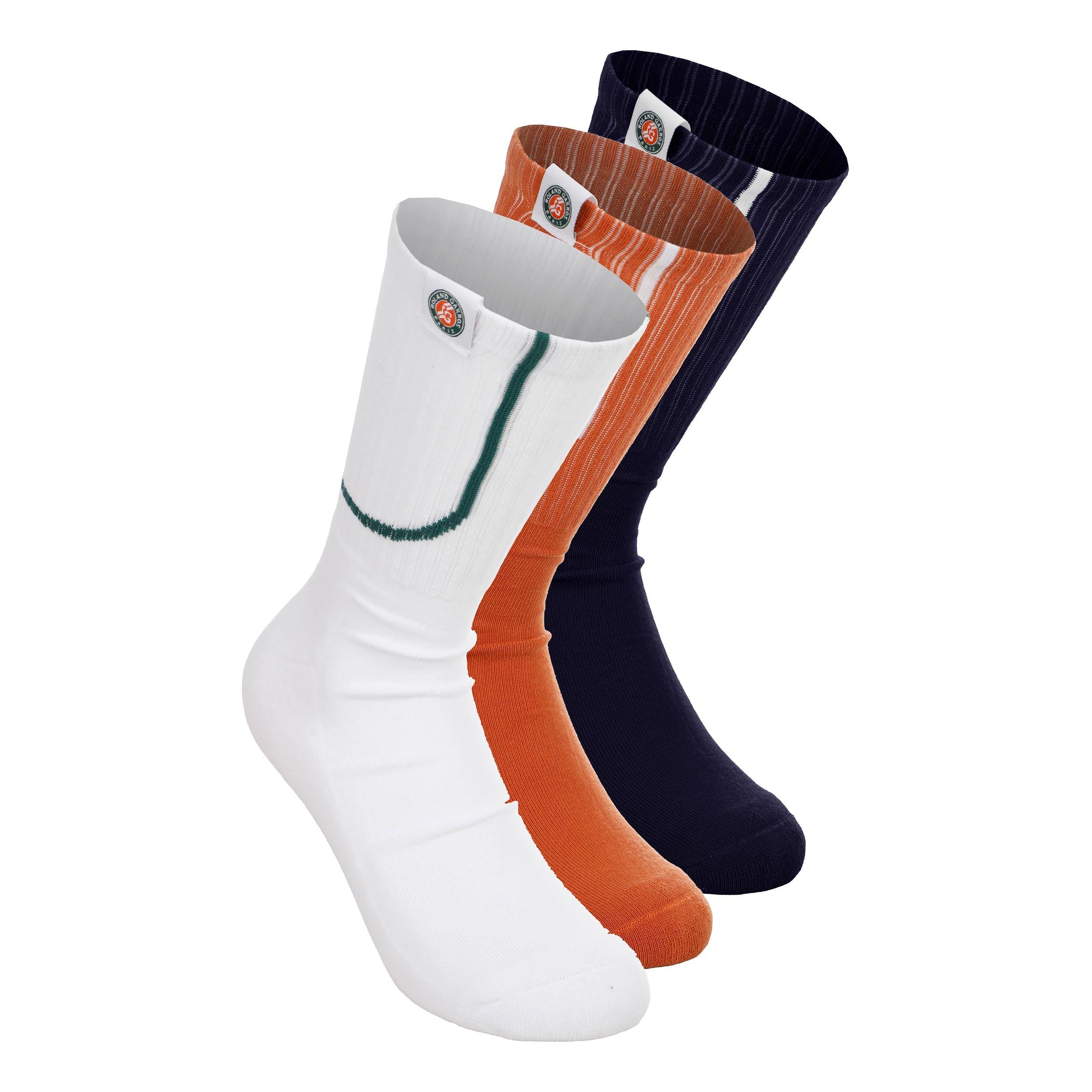 Roland Garros Calcetines de tenis Pack de 3 Unisex - blanco, azul oscuro