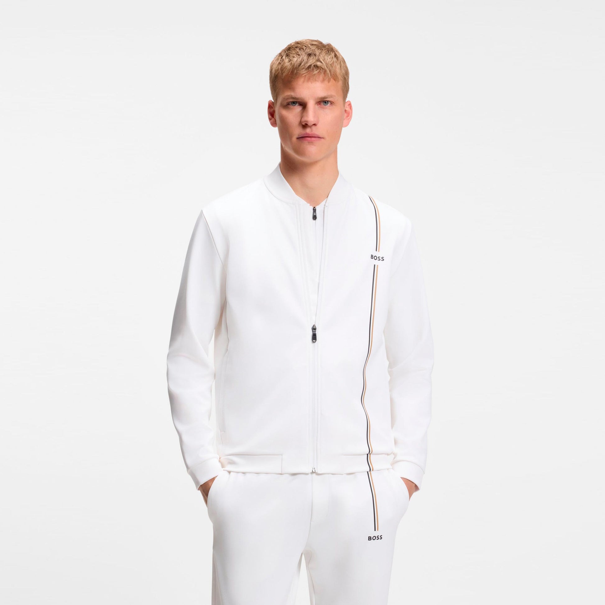 BOSS Game Full Zip Sudadera con cremallera Hombres - blanco
