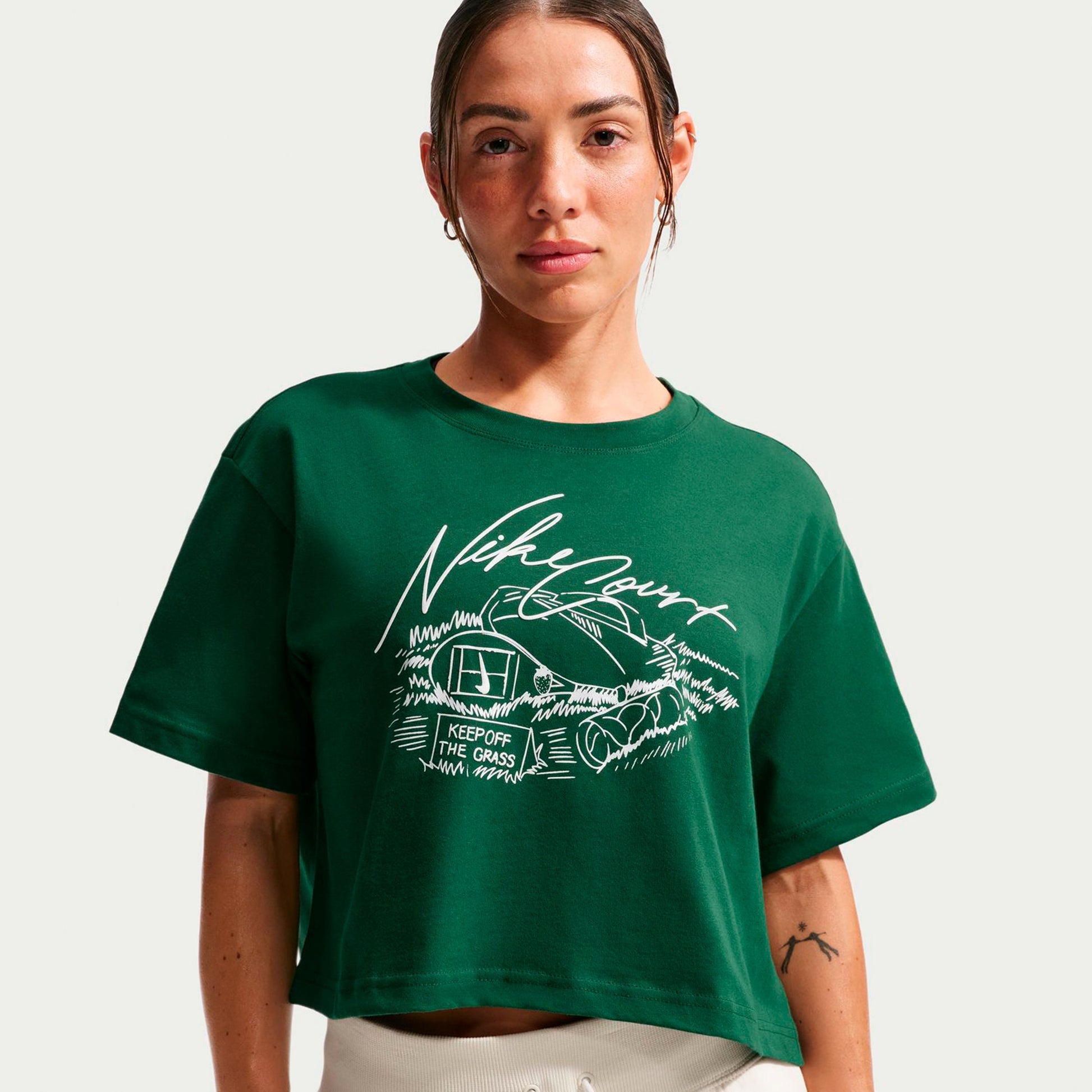 Nike Slam Crop Camiseta de manga corta Mujeres - verde oscuro