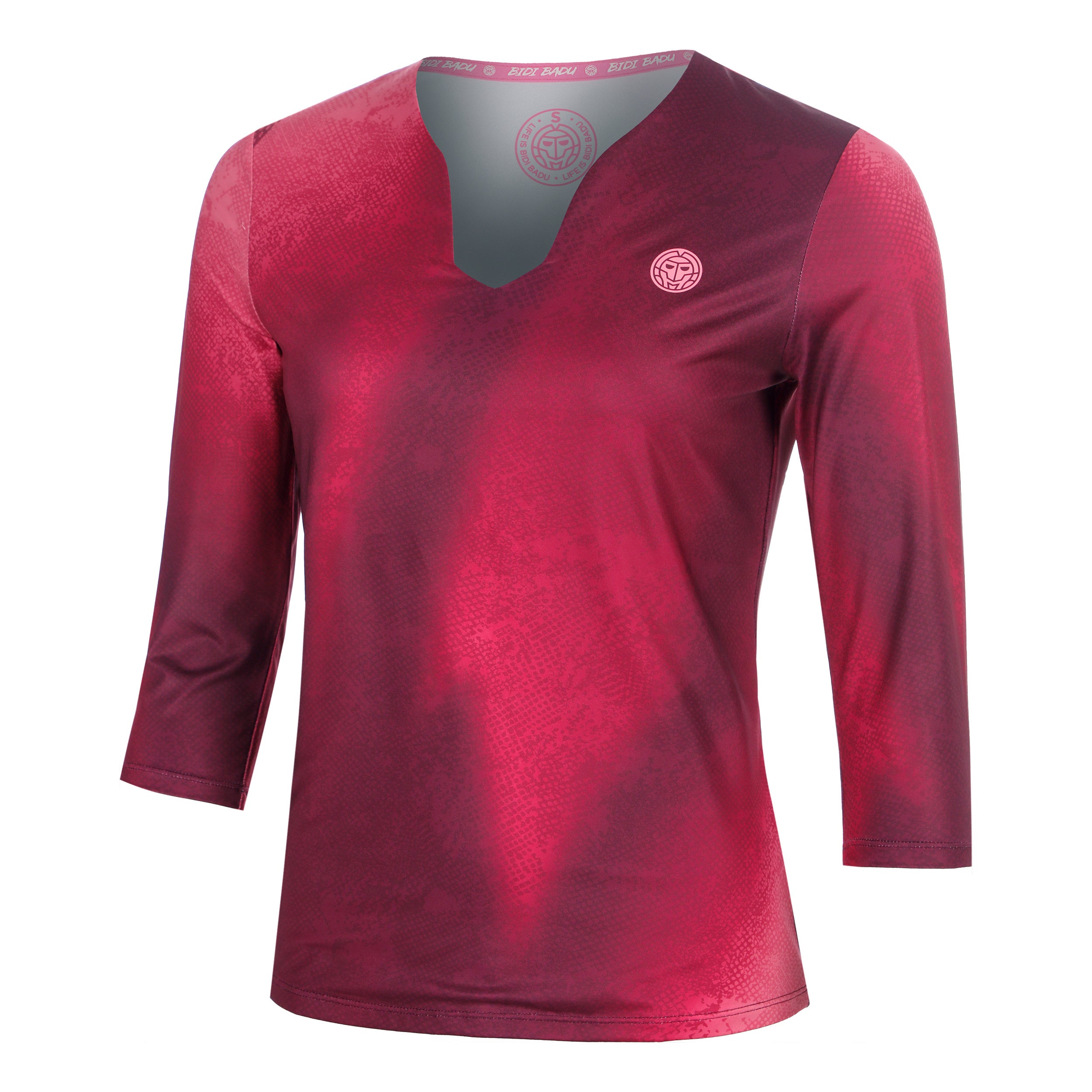 BIDI BADU Freeze Out V-Neck Printed  Camiseta de manga larga Mujeres - rojo oscuro