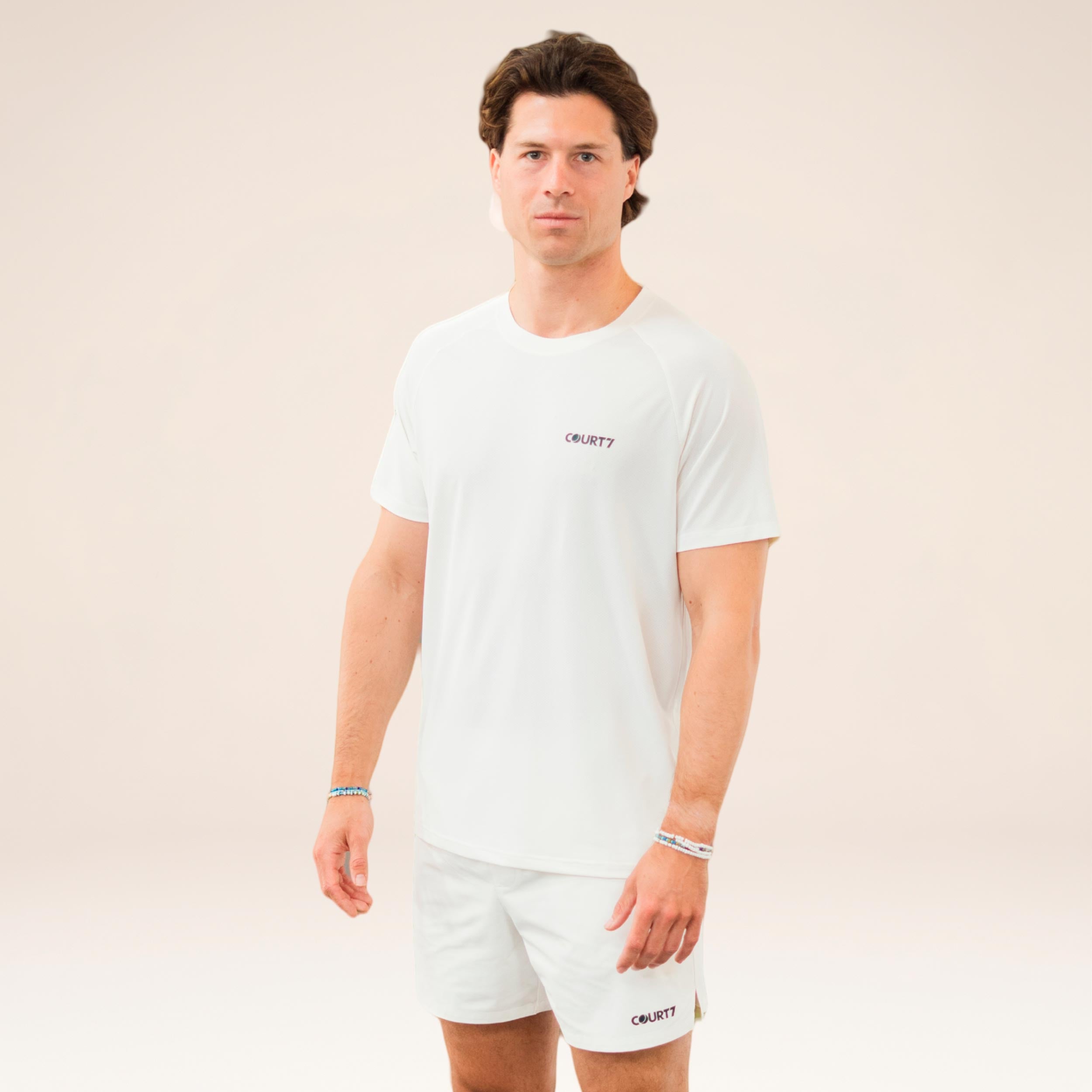 COURT7 Performance Solid Camiseta de manga corta Hombres - blanco roto