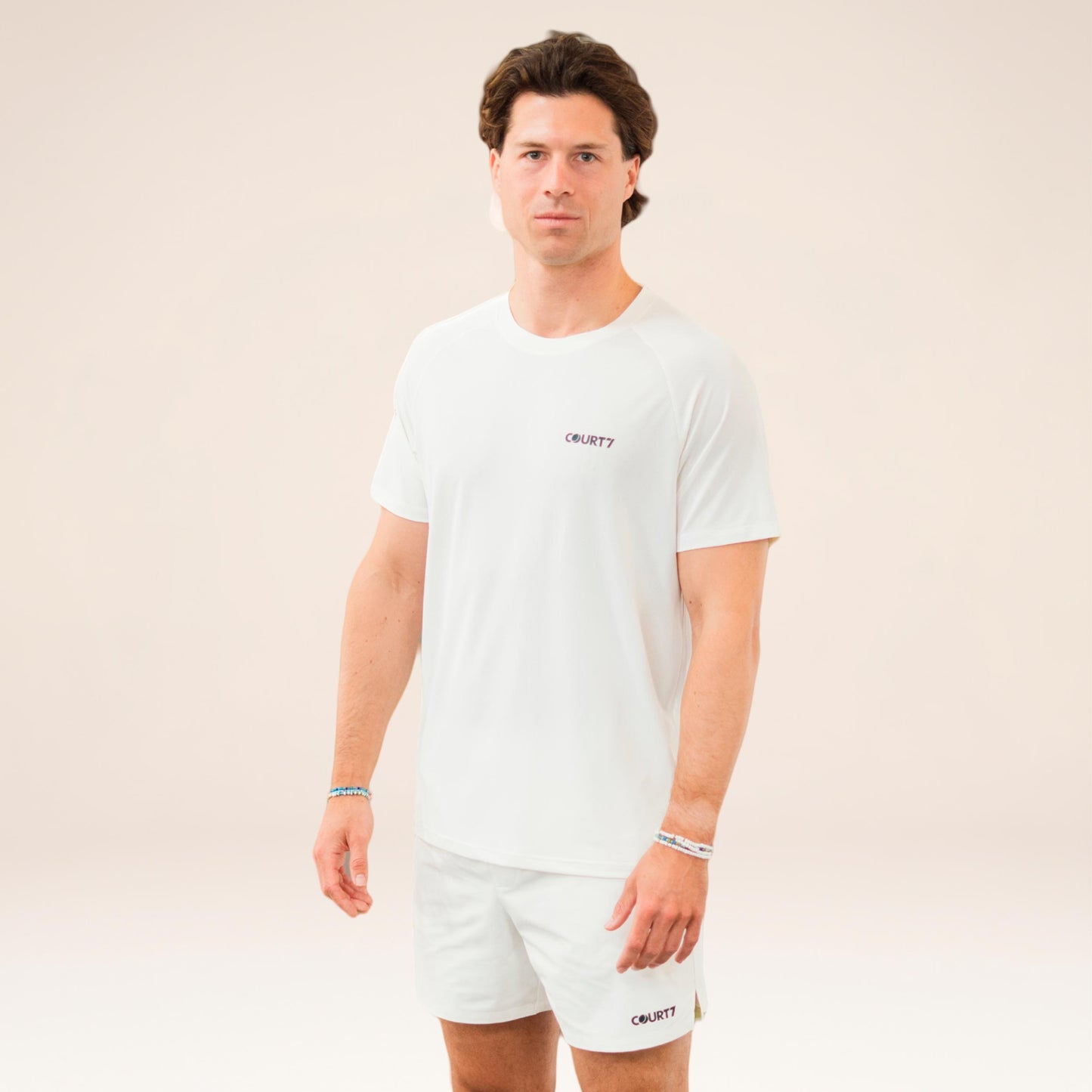 COURT7 Performance Solid Camiseta de manga corta Hombres - blanco roto