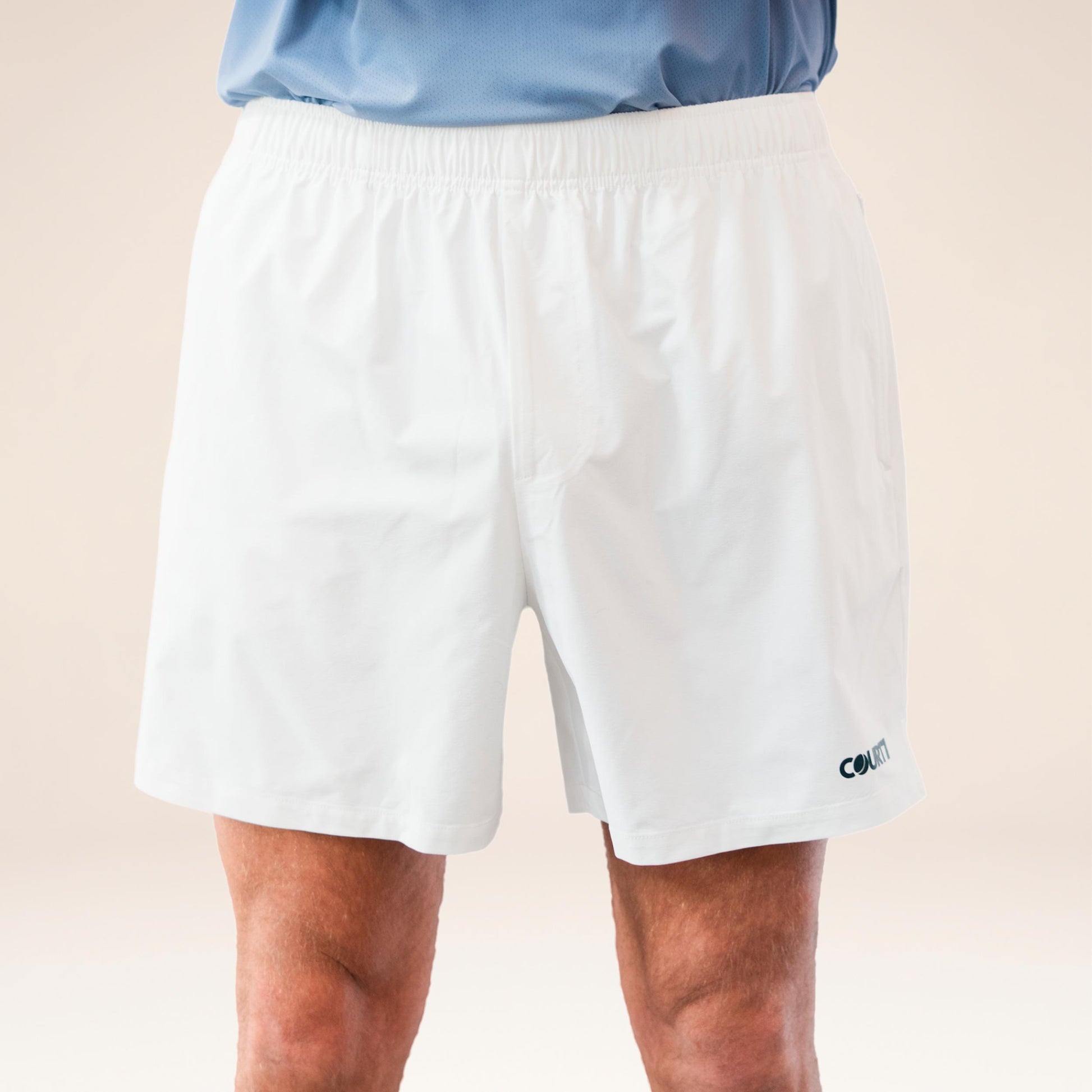 COURT7 Dual Pocket 5in Shorts Hombres - blanco roto