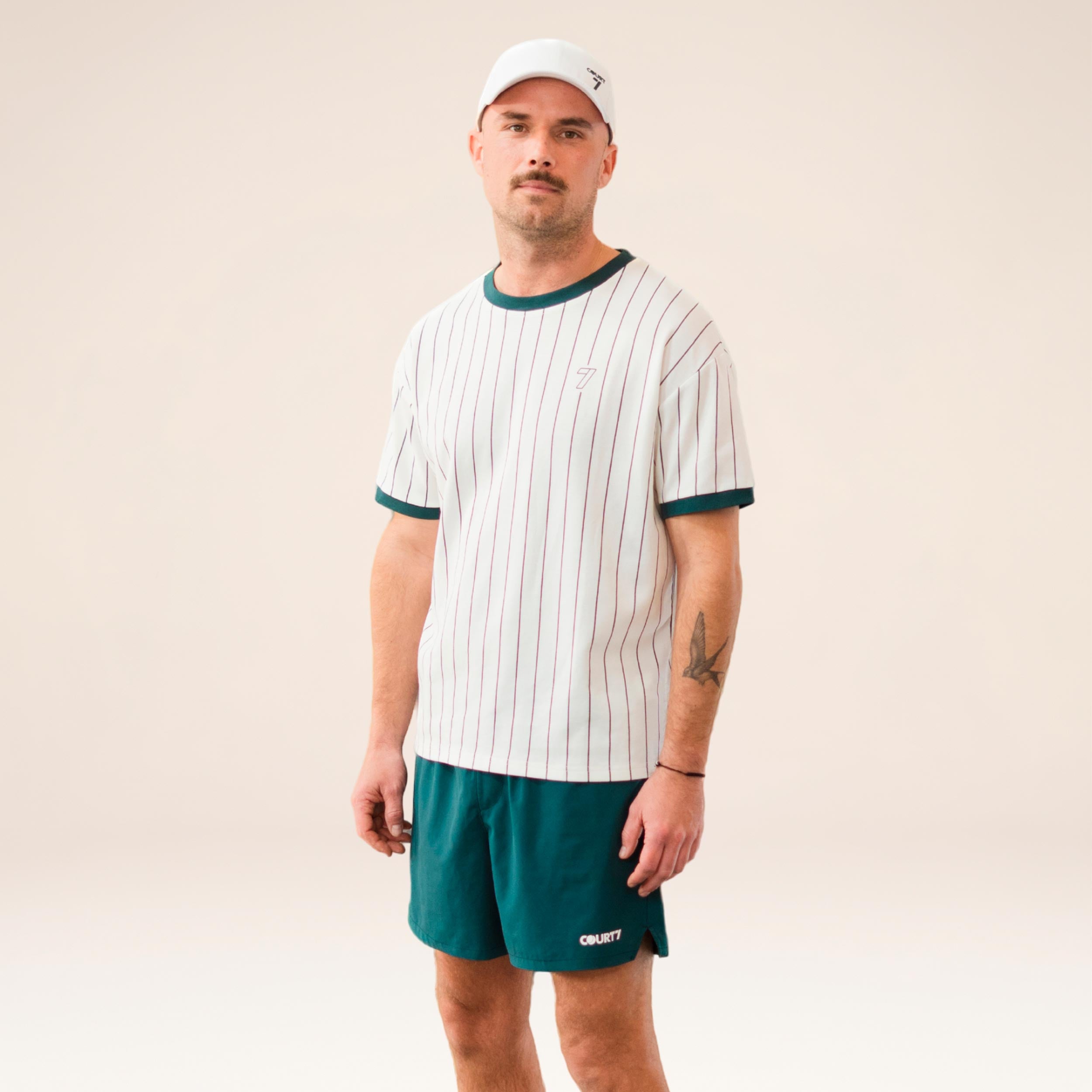 COURT7 AD-IN Stripes 2.0 Camiseta de manga corta Unisex - blanco roto, verde oscuro
