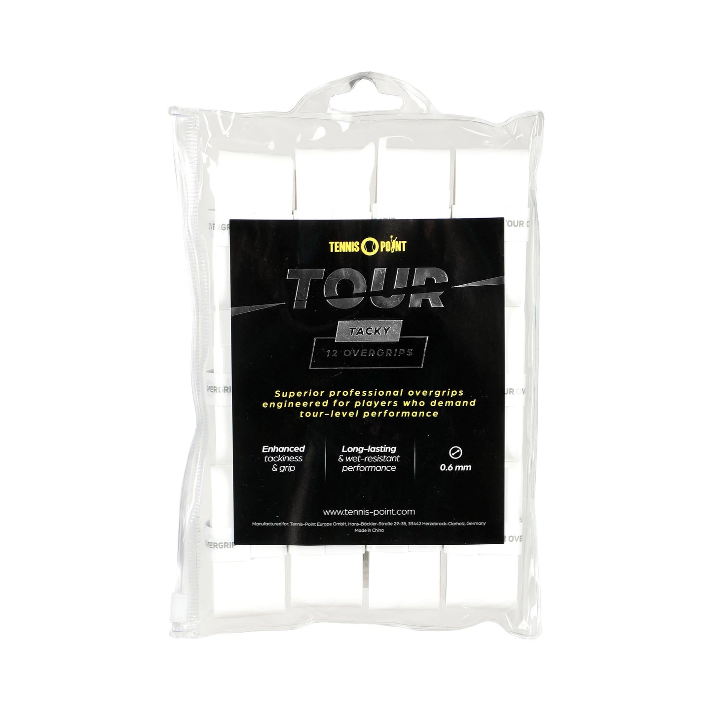 Tennis-Point Tour Tacky Pack de 12 - blanco