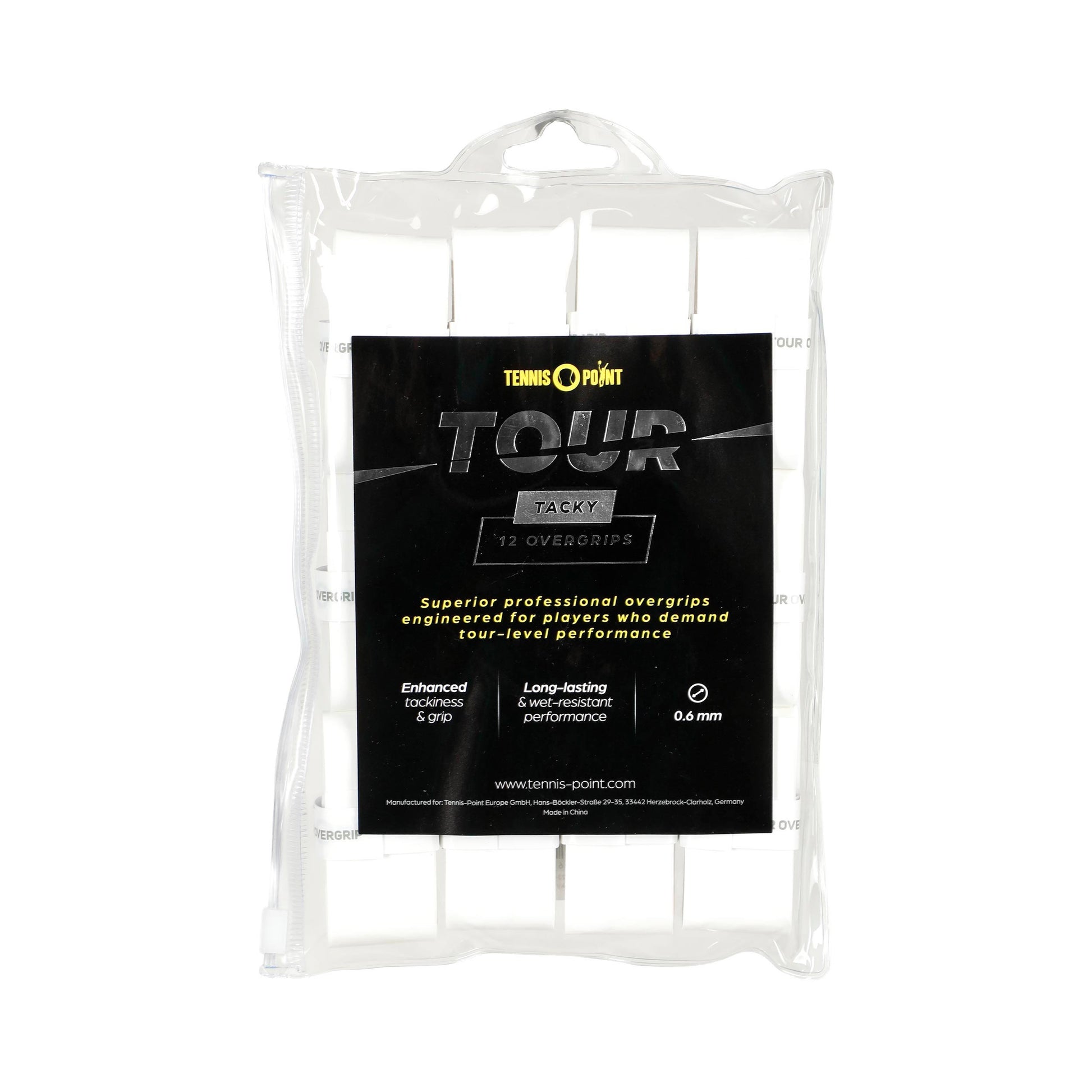 Tennis-Point Tour Tacky Pack de 12 - blanco