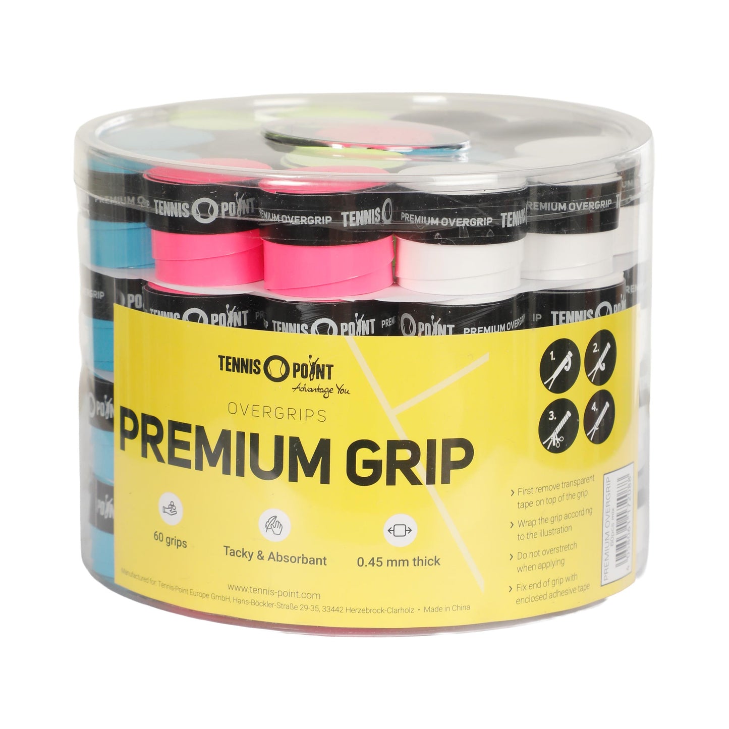 Tennis-Point Premium Grip Sobregrip para tenis Caja de 60 - multicolor