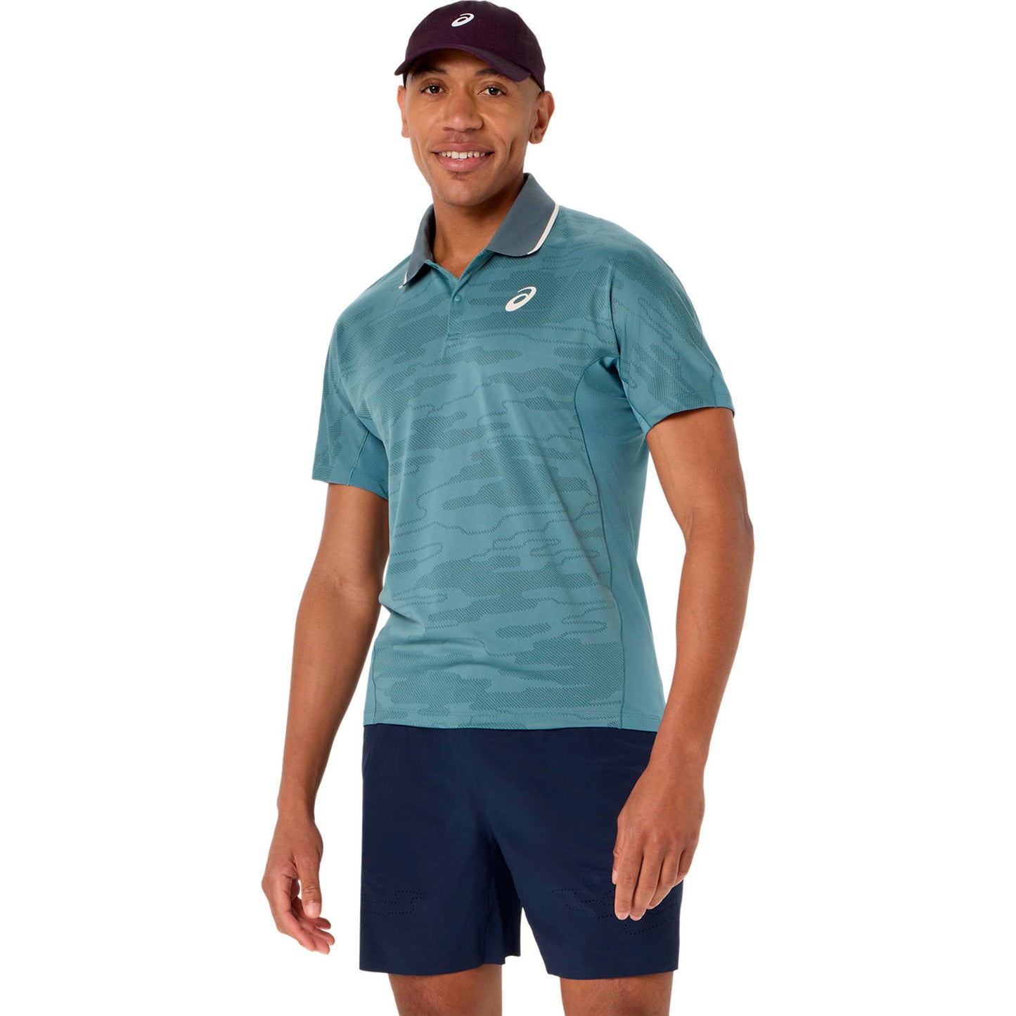 ASICS Match Jacquard Polo Hombres - color petróleo, gris