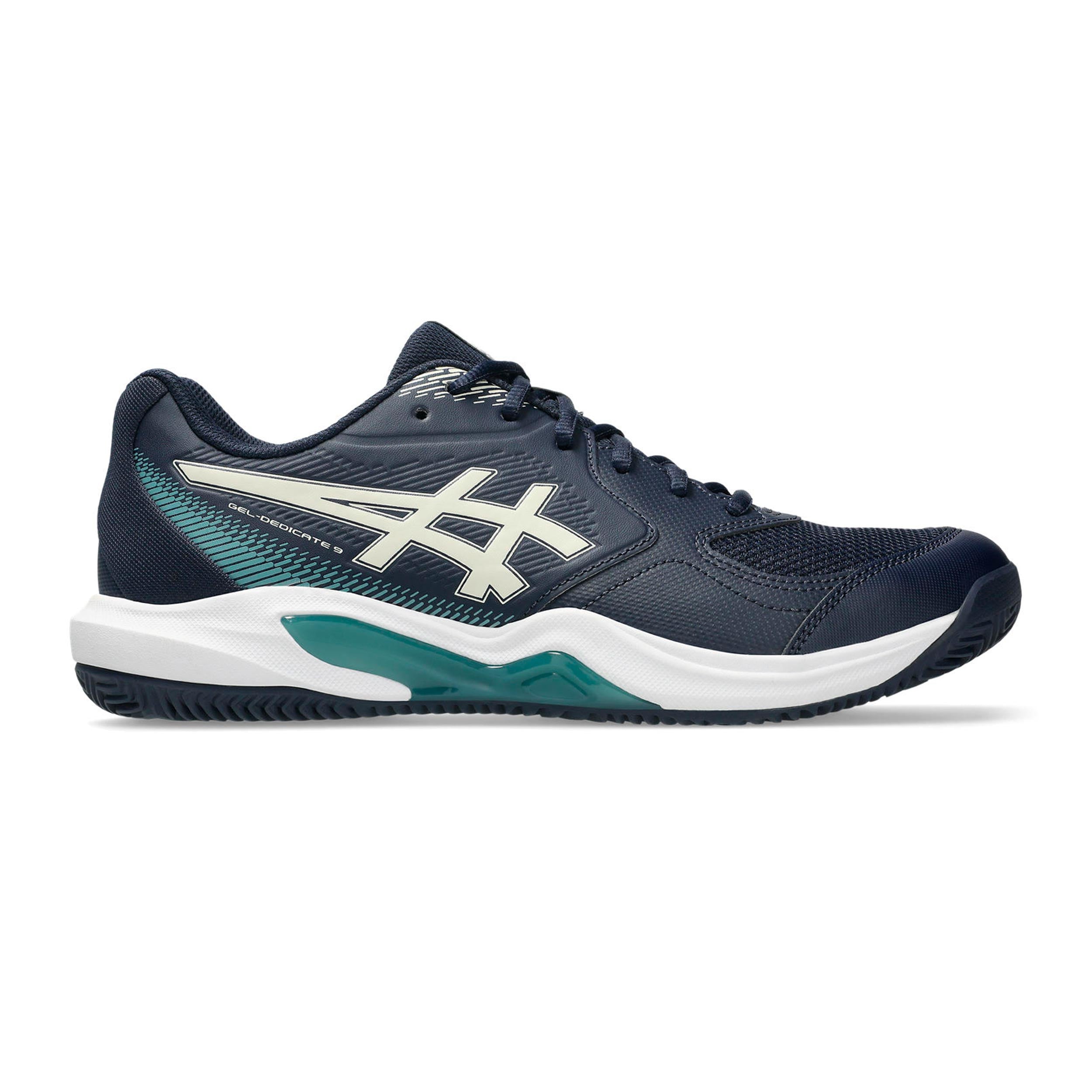 ASICS Gel-Dedicate 9 Zapatilla tierra batida Hombres - azul oscuro, blanco