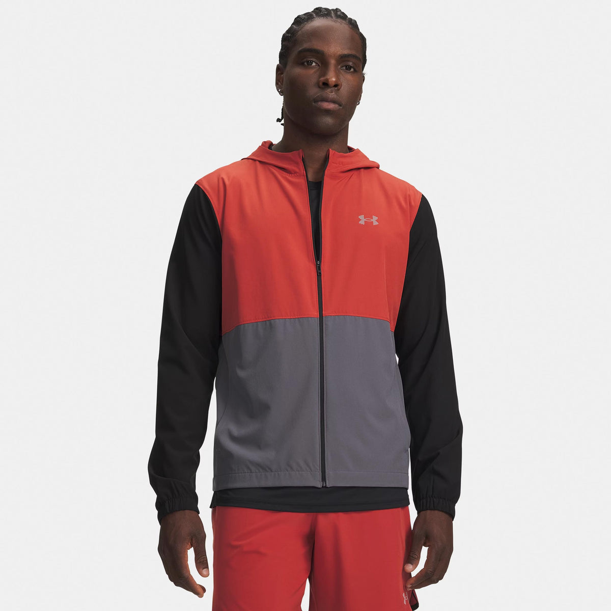 Under Armour Velociti Hooded  Chaqueta para correr Hombres - negro, rojo vino
