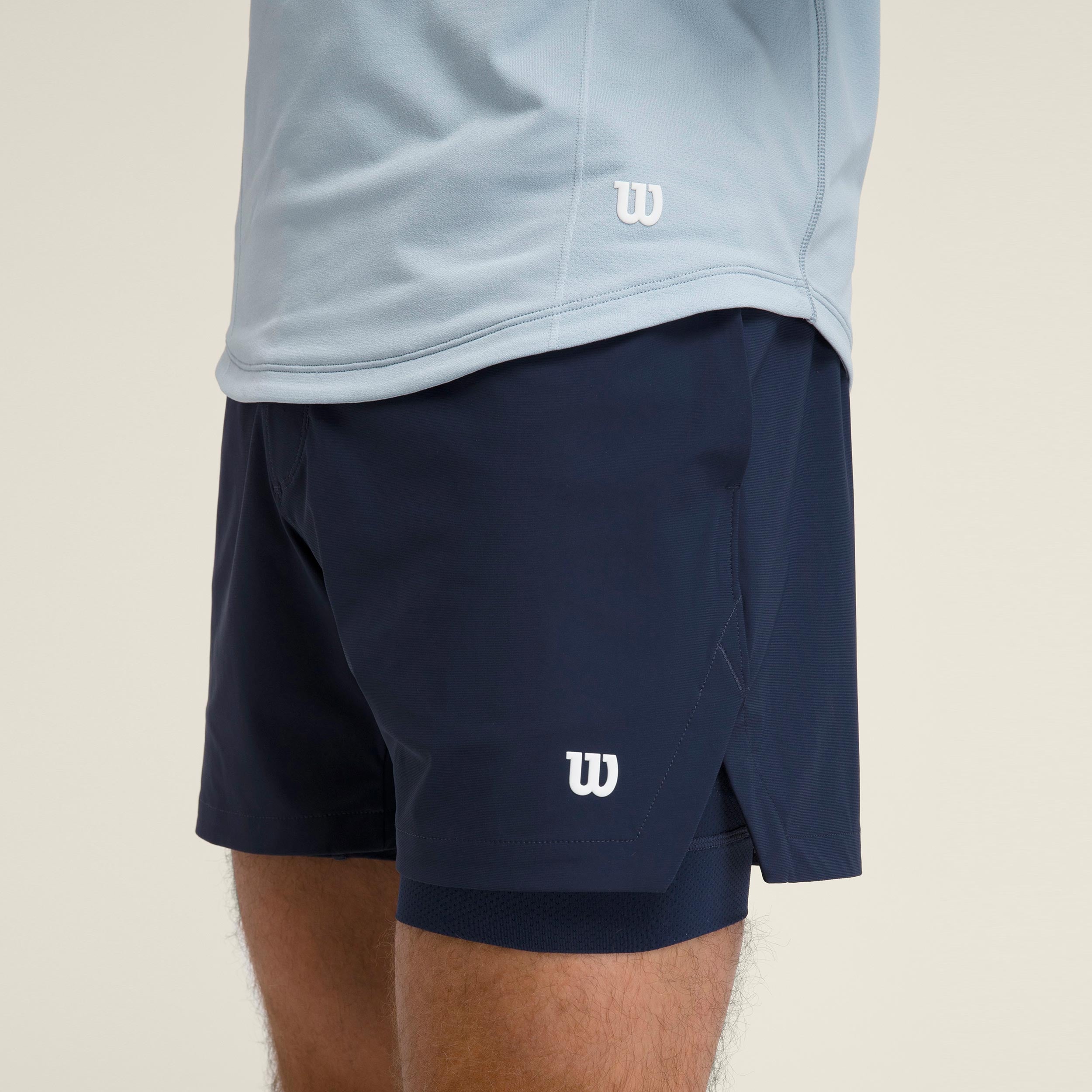 Wilson Set Point 7in Lined Shorts Hombres - azul oscuro